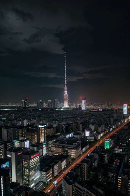 Downpour cityscape Tokyo