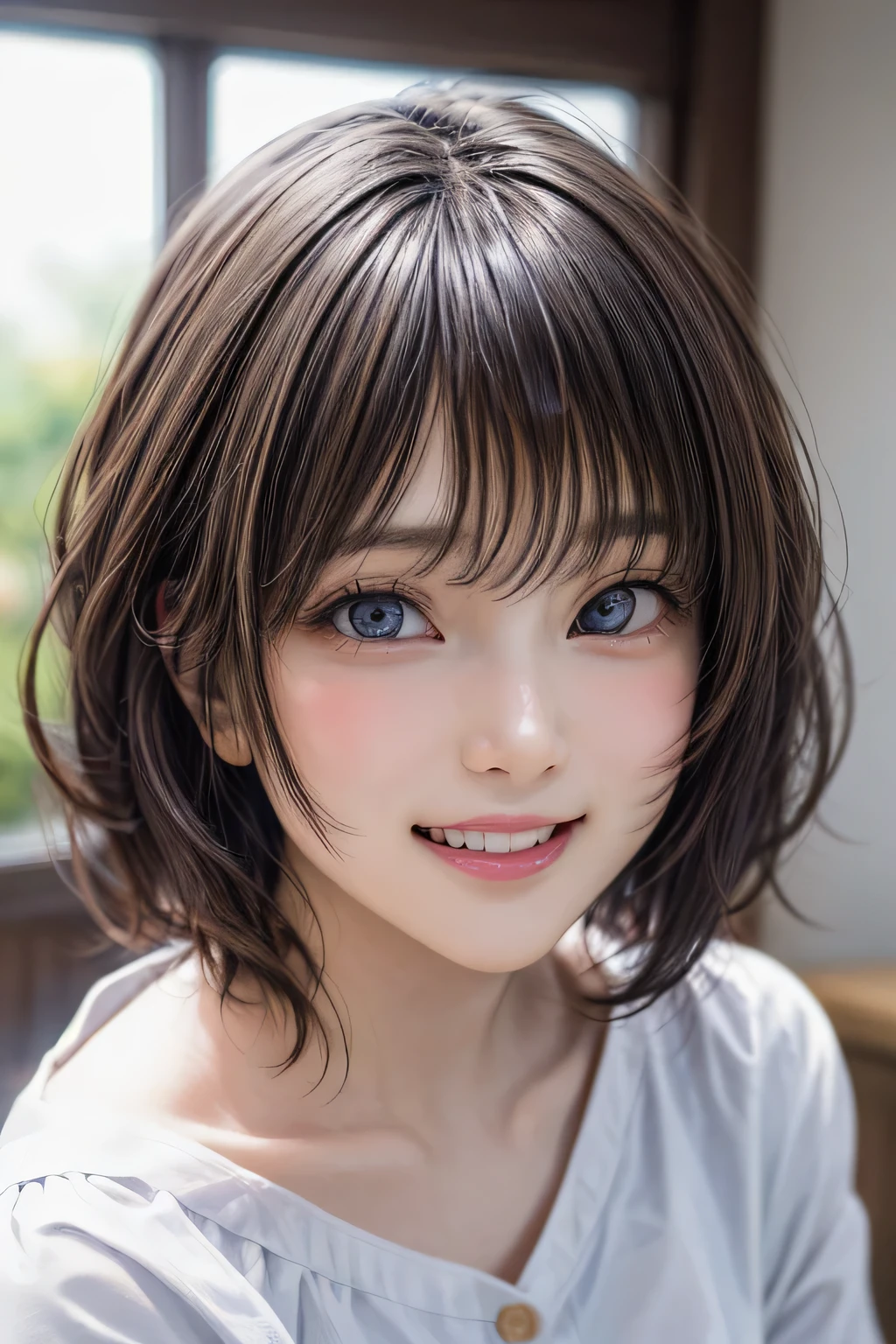 (NSFW:-1), (masterpiece:1.3), (8k, photorealistic, RAW photo, best quality: 1.4),
cinematic lighting,
(1boy), beautiful face, (realistic face),
beautiful hairstyle, (short hair :1.5),
realistic eyes, beautiful detailed eyes,
(realistic skin), beautiful skin,
(blouse),
absurdres, attractive,
ultra high res, ultra realistic, highly detailed,
golden ratio, iriyamaanna, big smiling, teeth out,