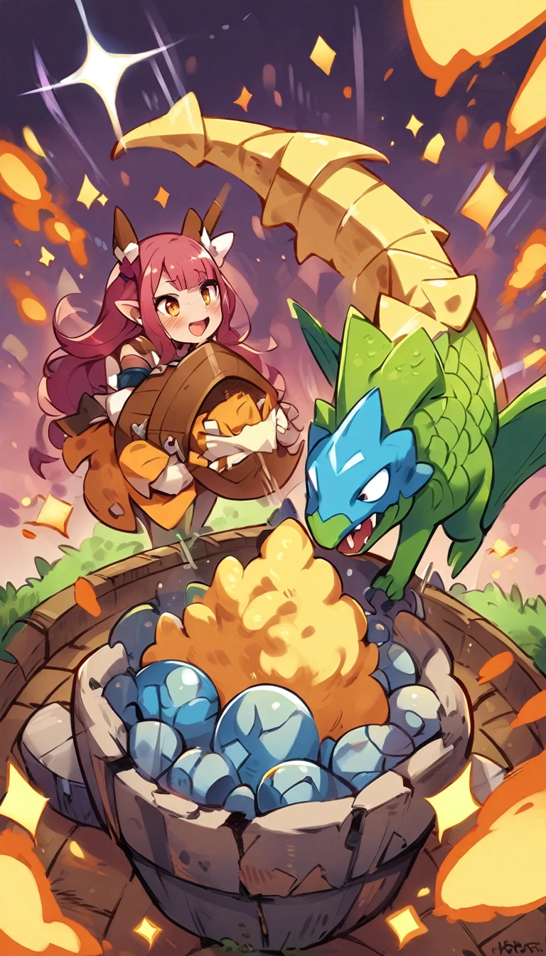 (((Dungeons &amp; Dragons)))，Sparkling Dragon&#39;Underground lair，There is an elf wearing armor and weapons guarding a room full of treasures，装满金币和​​gem的箱子，Water and mineral pools，wizard、Orc and Troll Patrol，(Shining Armor，Shining Sword，Shining Axe），magic spell book，reel，Burning torch，Mysterious runes，Rock Wall，crystal，gem，Detailed sprites，Composite armor，Sharp eyes，Charming face，Pointed ears，Silver long hair，Draw the Sword，Shield preparation，Determined to focus，Dungeon Lighting，cave，alta fantasia
