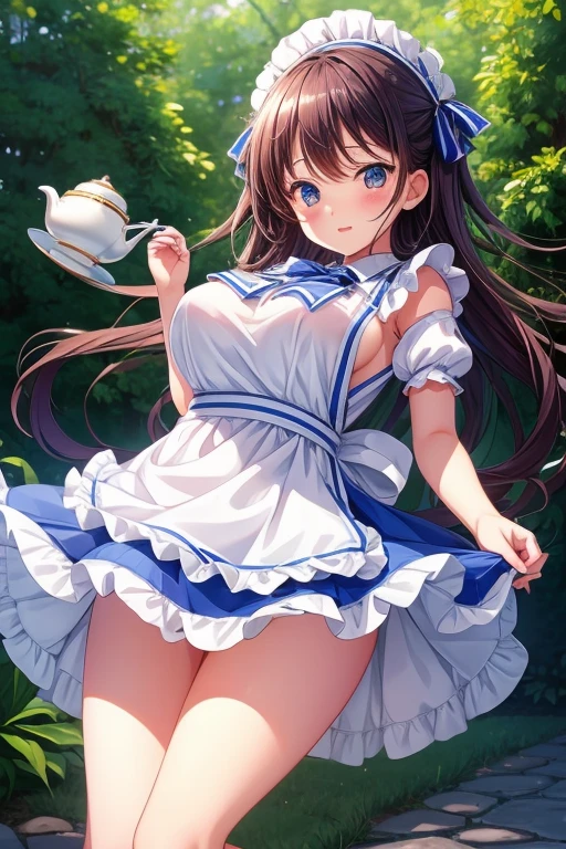  nsfw,remove wet seethrough white Color micro Cheer cute girls,big breast, jump up. spread leg,1 girl, Solo, , , , Cute Girl,Best Quality, Ultra-detailed, 8K, High resolution, Alice in Wonderland, rong hair, white dress, frilled dress, white apron, frilled apron, garden, tea time,
information