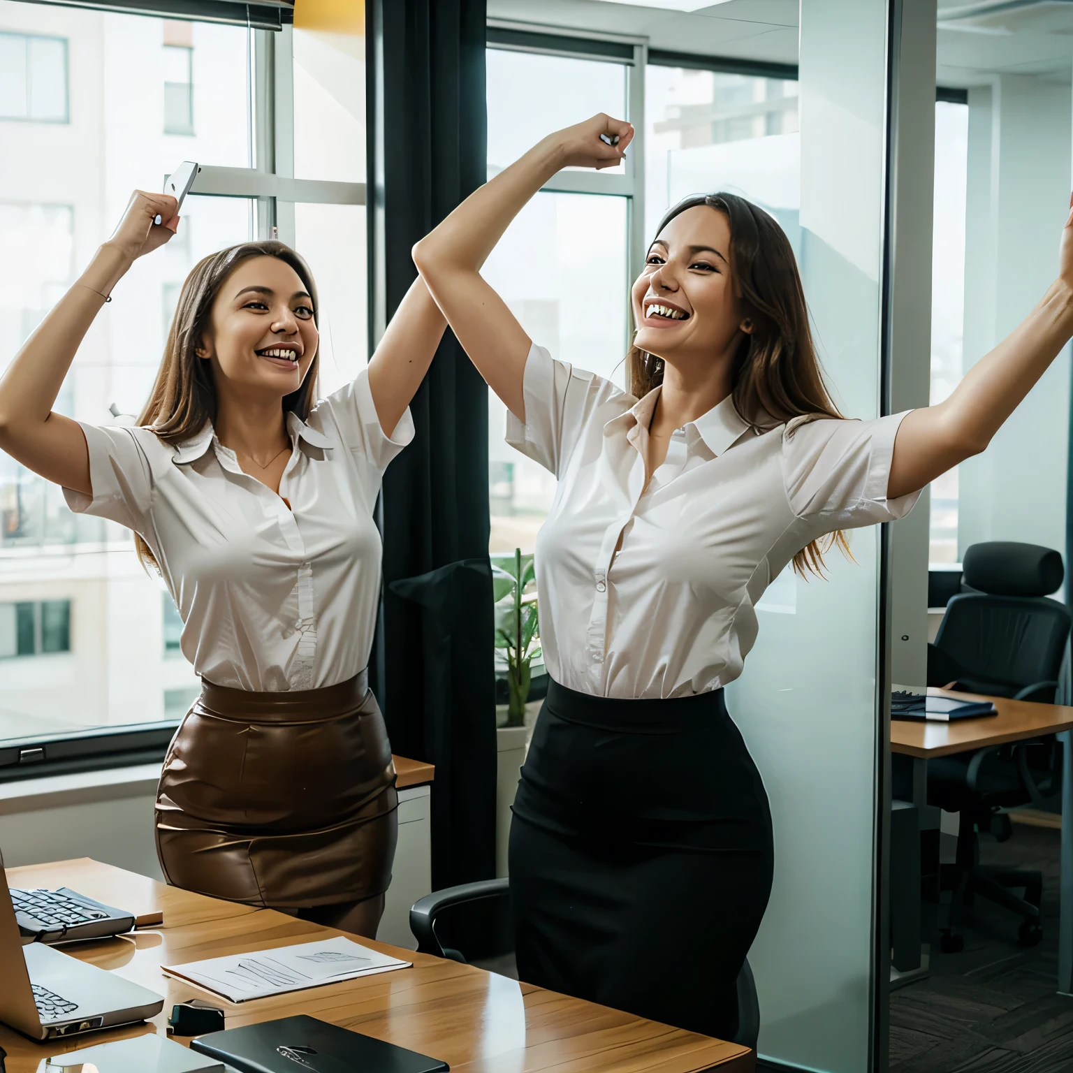 Business people celebrating success in an office