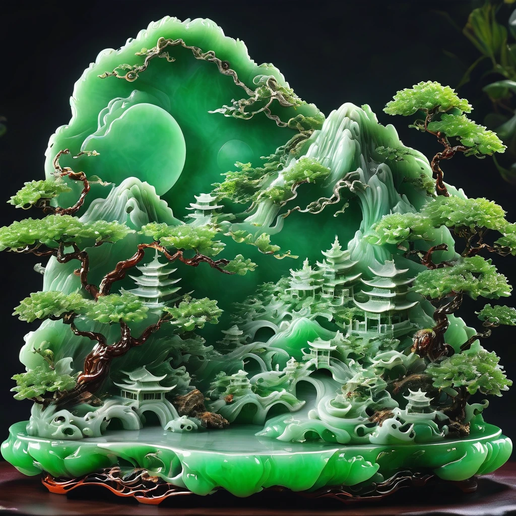 best quality, very good, 16K, ridiculous, Extremely detailed, Gorgeous mountain，Monk，Made of translucent jadeite, Background grassland（（A masterpiece full of fantasy elements）））， （（best quality））， （（Intricate details））（8k）