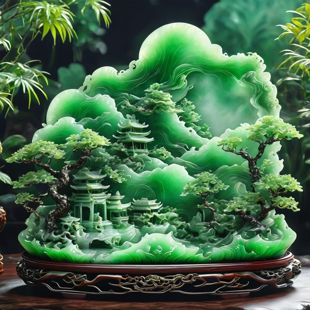 best quality, very good, 16K, ridiculous, Extremely detailed, Gorgeous mountain，Monk，Made of translucent jadeite, Background grassland（（A masterpiece full of fantasy elements）））， （（best quality））， （（Intricate details））（8k）