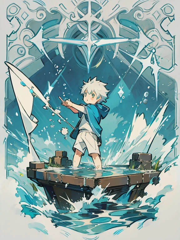  boy is a hunter,Water power,Support,ruins