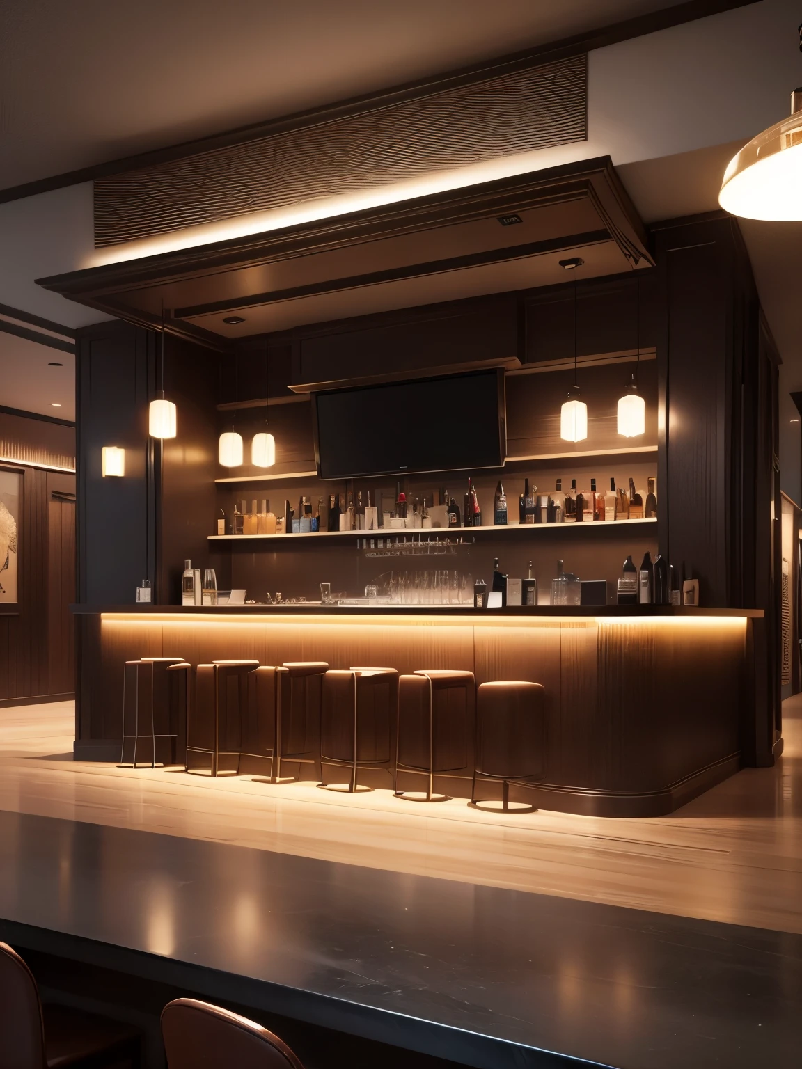 bar interier design, modern style, ultra detailed, high quality, 8k resolution