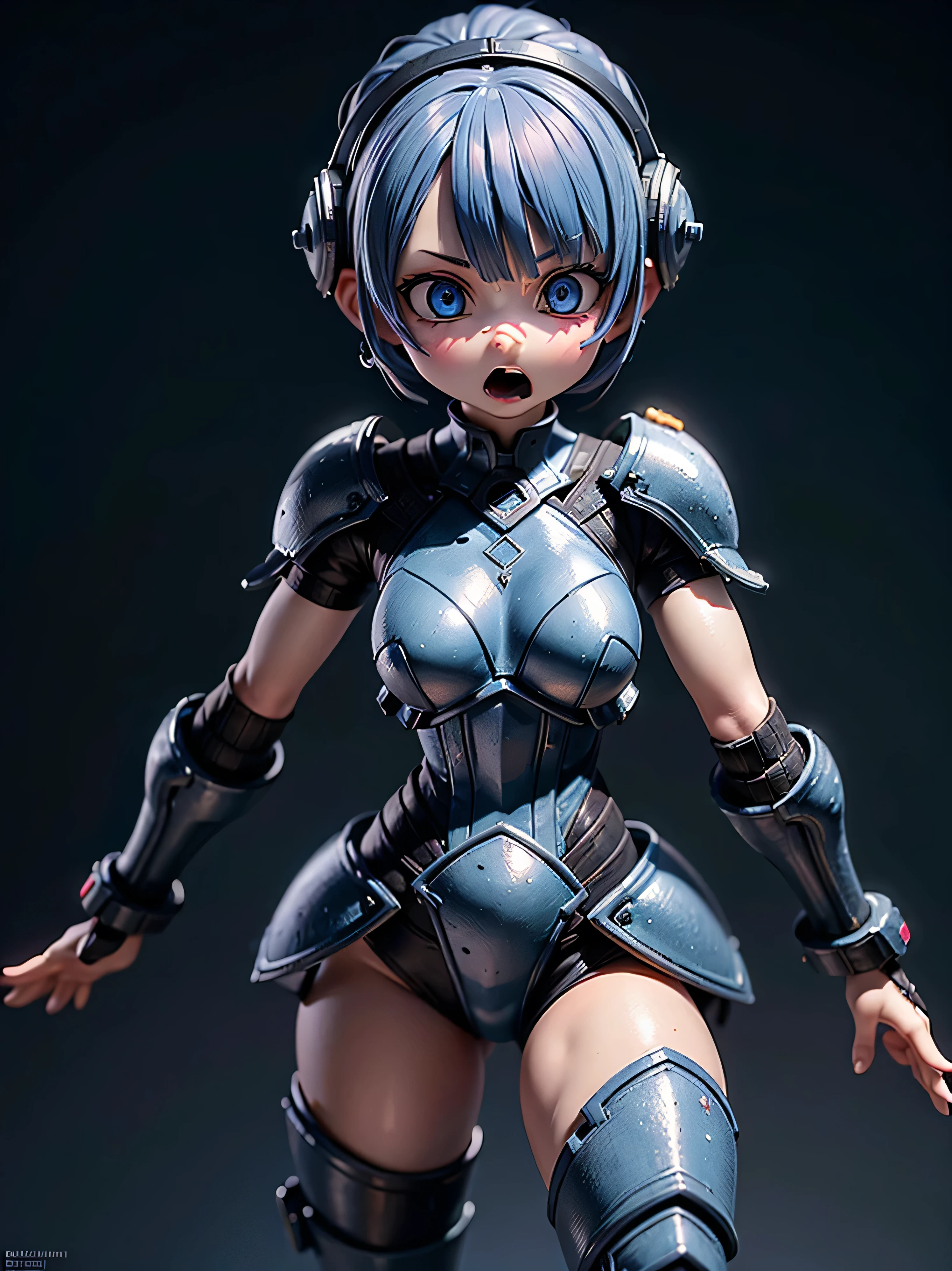 8k, highest quality, (real:1.4), Original photo, 1 girl, Asari Hair, Biological Amplifier, refined armor, posture: Peace talks between warring factions, smart blue eyes
