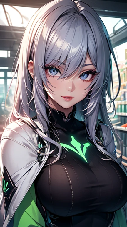 ((highest quality)),High resolution,Sharp focus,(Super detailed,Very detailed),
(Very detailed CG unity 8k wallpaper),(((Vibrant colors))),Anime Style,
Natural skin texture 鮮明な詳細, (Realistic eyes, Natural skin texture, Realistic facial details),1 girl, Beautiful and elaborate face, Perfect Eyes,((Silver Hair)),Long Hair,Echidna, Deep purple eyes,
Butterfly Hair Ornament, (Colored eyelashes:1.1), eye shadow,
Red pink lips,The colors of another world,Arrogant look, Domineering smile,Big and ample breasts,Camel Toe
(Flying debris, 超High resolution),(((Black and Green Theme))),Wear an iridescent aura,
Invisible Light, Amazing shine, Neon green glow,
Bright colors, Ghostly Effects,Surreal Landscape,Long sleeve,Black long dress,Capelet,
A bookshelf that spreads out in every direction,The ceiling is so high you can't see it,Countless piles of books,Sitting on a chair,Plants are overgrown,Mysterious Library,A thin waterfall flows down,