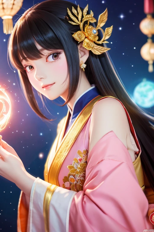 High quality CG illustration,((highest quality)), ((masterpiece)), (detailed), fine,Perfect Face,日本の女god,Soft atmosphere,whole body,Long Hair,Big eyes,cute,Holding a magic wand,Background pink,god秘的,Shrine maiden,女god,Beauty,cute,Beauty,The goddess,Anime Style,Anime CG,god様,gem,shine,luxury,god々Aura,crystal,Gal,Heavy makeup,Eyelashes,Feather coat,Decoration,Facing forward,Anime Style,kimono,Sparkling,gem,左手にcrystalを持つ,heart,luxury,gold,luxuryなDecoration,luxuryな背景,noble,おRich man,Love luck,和風の女god,altar,Aurora,Rainbow-colored,真Facing forward,luxury絢爛,shine,dazzling,Aurora,Rich man,wealthy class,goldの髪,earrings,gemが沢山付いた服,Hanfu ,god社,prayer,with a crown of flowers,, Anime Style 4k, detailedなDigital anime art, 8Kの高品質でdetailedなアート, Beautiful anime portraits, Anime fantasy artwork, Anime fantasy illustration, anime art wallpaper 4k, anime art wallpaper 4k, Digital anime art, Highly detailed digital art in 4K, Anime Style. 8k,目線はFacing forward,Gold Folding Screen,,,,