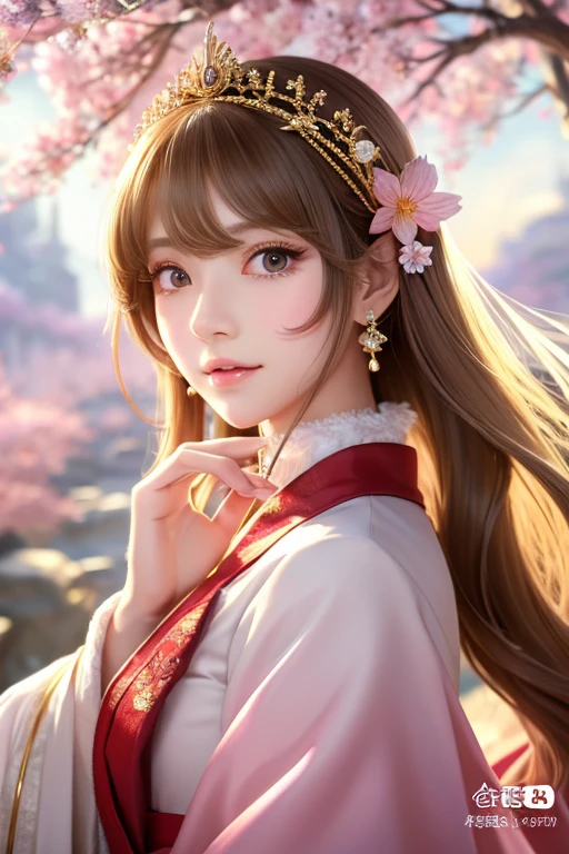 正面を向いたwhole bodyのイラスト,High quality CG illustration,((highest quality)), ((masterpiece)), (detailed), fine,Blonde perfect face,日本の女god,Soft atmosphere,whole body,Long Hair,Big eyes,cute,Holding a magic wand,Background pink,god秘的,Shrine maiden,女god,Beauty,cute,Beauty,The goddess,Anime Style,Anime CG,god様,gem,shine,luxury,god々Aura,crystal,Gal,Heavy makeup,Eyelashes,Feather coat,Decoration,Facing forward,Anime Style,kimono,Sparkling,gem,左手にcrystalを持つ,heart,luxury,gold,luxuryなDecoration,luxuryな背景,noble,おRich man,Love luck,和風の女god,altar,Aurora,Rainbow-colored,真Facing forward,luxury絢爛,shine,dazzling,Aurora,Rich man,wealthy class,goldの髪,earrings,gemが沢山付いた服,Hanfu ,god社,prayer,with a crown of flowers,, Anime Style 4k, detailedなDigital anime art, 8Kの高品質でdetailedなアート, Beautiful anime portraits, Anime fantasy artwork, Anime fantasy illustration, anime art wallpaper 4k, anime art wallpaper 4k, Digital anime art, Highly detailed digital art in 4K, Anime Style. 8k,目線はFacing forward,Gold Folding Screen,,,,