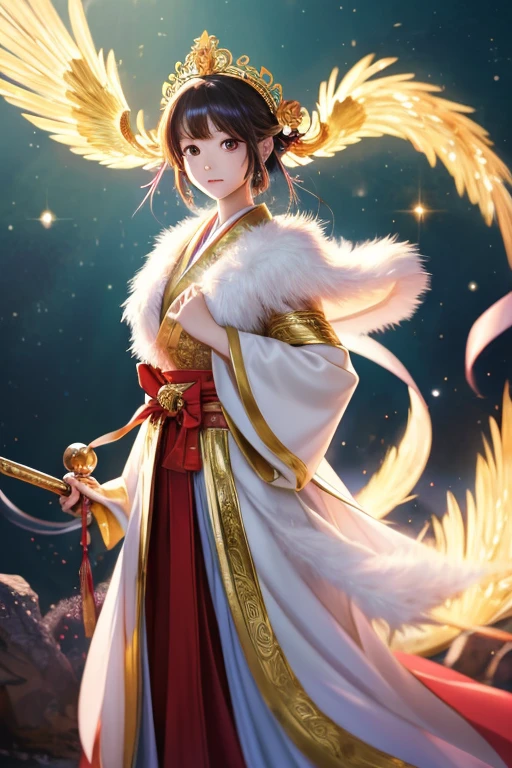 Full-body illustration facing forward,High quality CG illustration,((highest quality)), ((masterpiece)), (detailed), fine,Blonde perfect face,日本の女god,Illustration of toes,Long Hair,Big eyes,cute,Holding a wizard's wand,god秘的,Shrine maiden,女god,Beauty,cute,Beauty,The goddess,Anime Style,Anime CG,god様,gem,shine,luxury,god々Aura,crystal,Gal,Heavy makeup,Eyelashes,Feather coat,Decoration,Facing forward,kimono,Sparkling,gem,左手にcrystalを持つ,heart,luxury,gold,luxuryなDecoration,luxuryな背景,noble,おRich man,Love luck,和風の女god,altar,Aurora,Rainbow-colored,真Facing forward,luxury絢爛,shine,dazzling,Aurora,Rich man,wealthy class,goldの髪,earrings,gemが沢山付いた服,Hanfu ,god社,prayer,Have a crown, Anime Style 4k, detailedなDigital anime art, 8Kの高品質でdetailedなアート, Beautiful anime portraits, Anime fantasy artwork, Anime fantasy illustration, anime art wallpaper 4k, anime art wallpaper 4k, Digital anime art, Highly detailed digital art in 4K, Anime Style. 8k,目線はFacing forward,Gold Folding Screen,,,,