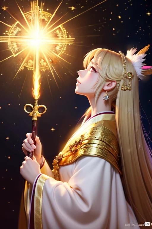 Full-body illustration facing forward,High quality CG illustration,((highest quality)), ((masterpiece)), (detailed), fine,Blonde perfect face,日本の女god,Illustration of toes,Long Hair,Big eyes,cute,Holding a wizard's wand,god秘的,Shrine maiden,女god,Beauty,cute,Beauty,The goddess,Anime Style,Anime CG,god様,gem,shine,luxury,god々Aura,crystal,Gal,Heavy makeup,Eyelashes,Feather coat,Decoration,Facing forward,kimono,Sparkling,gem,左手にcrystalを持つ,heart,luxury,gold,luxuryなDecoration,luxuryな背景,noble,おRich man,Love luck,和風の女god,altar,Aurora,Rainbow-colored,真Facing forward,luxury絢爛,shine,dazzling,Aurora,Rich man,wealthy class,goldの髪,earrings,gemが沢山付いた服,Hanfu ,god社,prayer,Have a crown, Anime Style 4k, detailedなDigital anime art, 8Kの高品質でdetailedなアート, Beautiful anime portraits, Anime fantasy artwork, Anime fantasy illustration, anime art wallpaper 4k, anime art wallpaper 4k, Digital anime art, Highly detailed digital art in 4K, Anime Style. 8k,目線はFacing forward,Gold Folding Screen,,,,