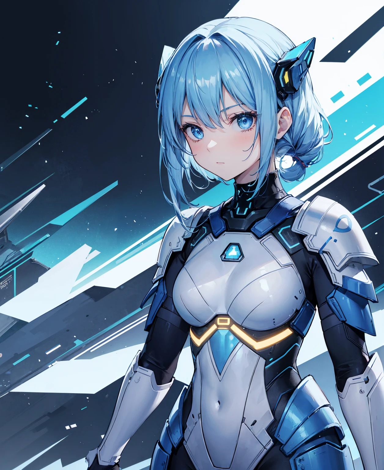 8k, highest quality, (real:1.4), Original photo, 1 girl, Asari Hair, Biological Amplifier, refined armor, posture: Peace talks between warring factions, smart blue eyes