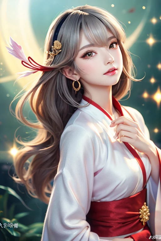 Full-body illustration facing forward,Looking at this,18-year-old,Are standing,,High quality CG illustration,((highest quality)), ((masterpiece)), (detailed), fine,Grey haired,Perfect Face,日本の女god,Illustration of toes,Long Hair,Big eyes,cute,Holding a wizard's wand,god秘的,Shrine maiden,女god,Beauty,cute,Beauty,The goddess,Anime Style,Anime CG,god様,gem,shine,luxury,god々Aura,crystal,Gal,Heavy makeup,Eyelashes,Feather coat,Decoration,Facing forward,kimono,Sparkling,gem,左手にcrystalを持つ,heart,luxury,gold,luxuryなDecoration,luxuryな背景,noble,おRich man,Love luck,和風の女god,altar,Aurora,Rainbow-colored,真Facing forward,luxury絢爛,shine,dazzling,Aurora,Rich man,wealthy class,goldの髪,earrings,gemが沢山付いた服,Hanfu ,god社,prayer,Have a crown, Anime Style 4k, detailedなDigital anime art, 8Kの高品質でdetailedなアート, Beautiful anime portraits, Anime fantasy artwork, Anime fantasy illustration, anime art wallpaper 4k, anime art wallpaper 4k, Digital anime art, Highly detailed digital art in 4K, Anime Style. 8k,目線はFacing forward,Gold Folding Screen,,,,