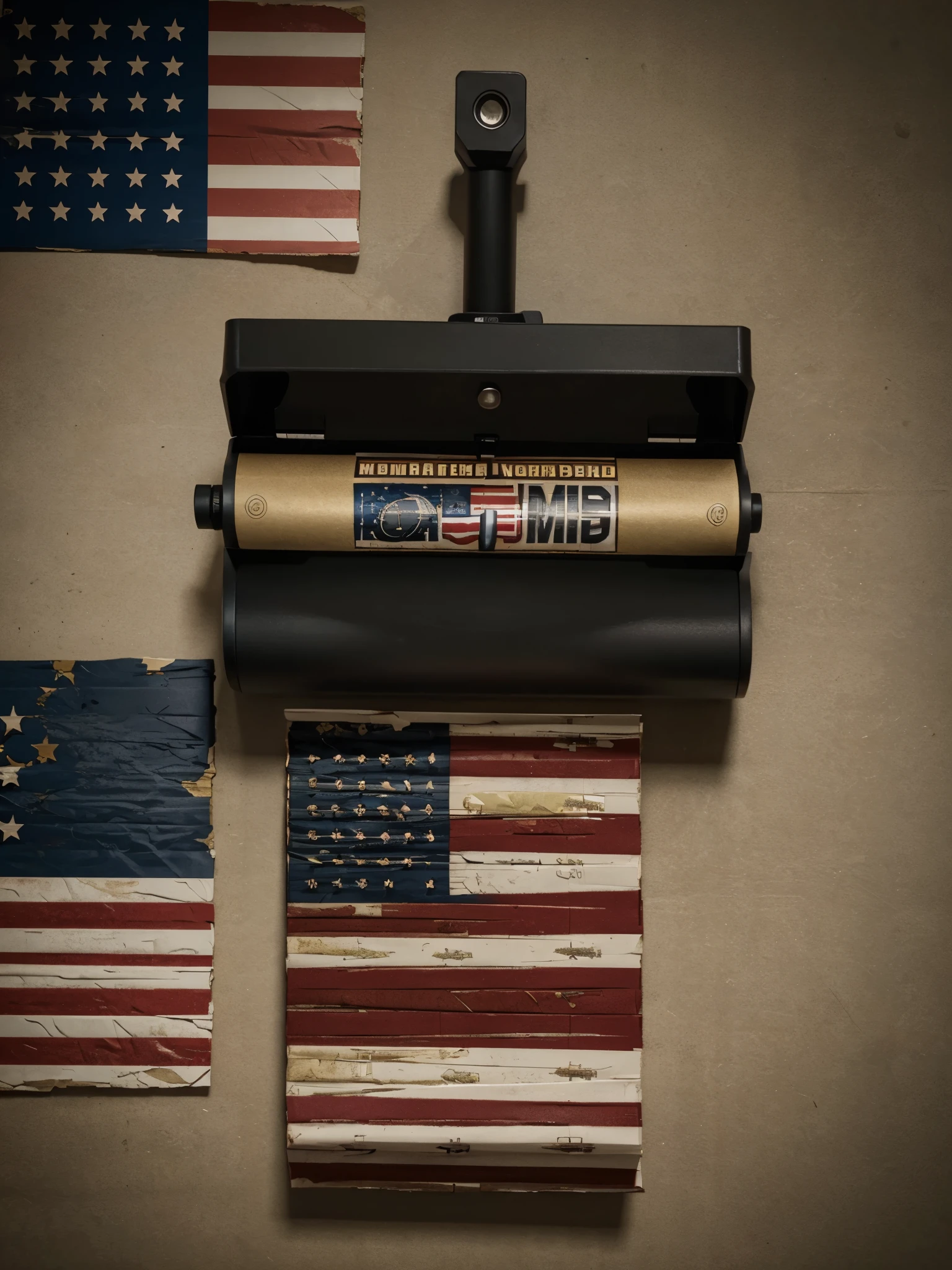 Plain paper write a ROR with American doller and Gun ammo American Flag