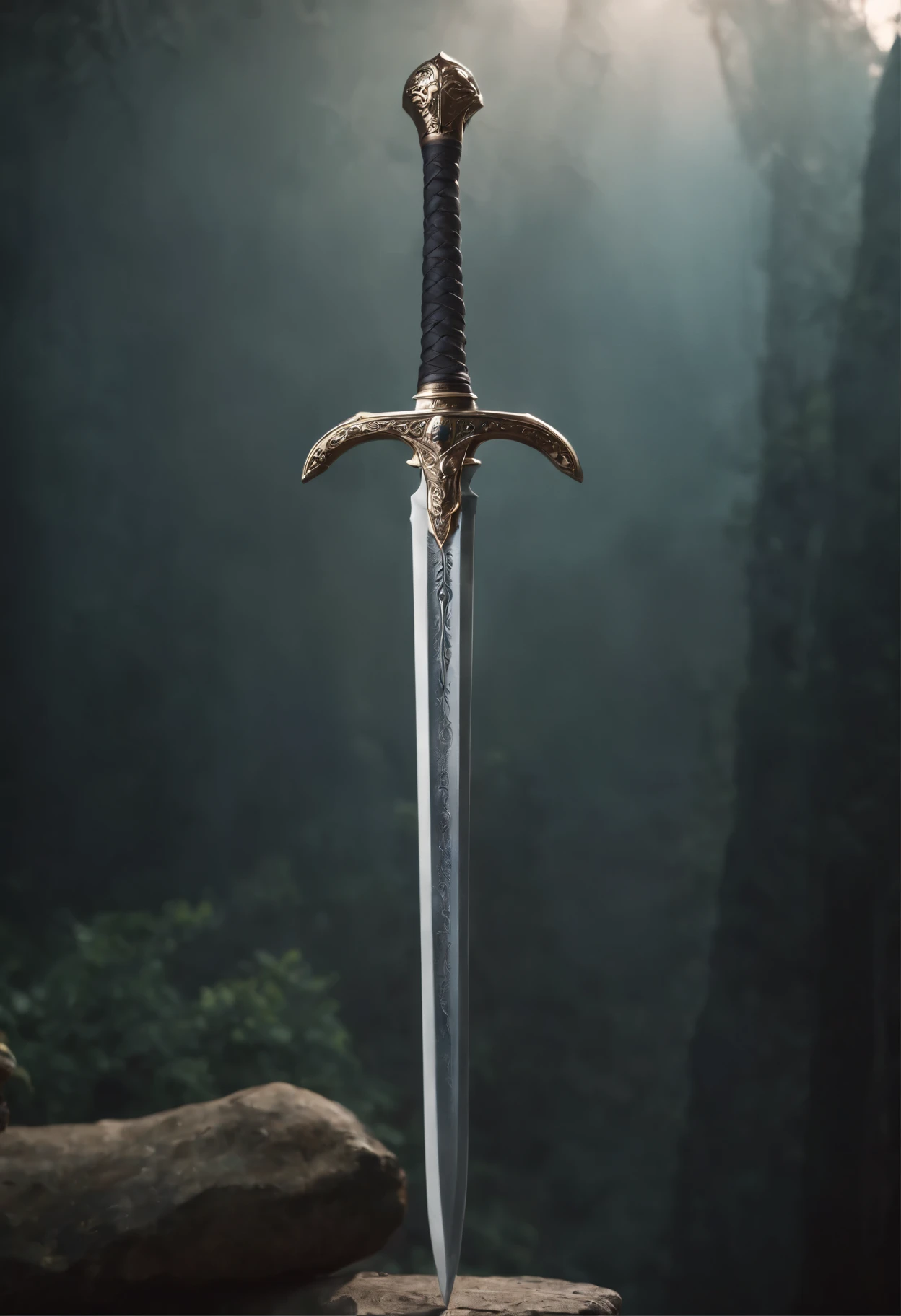 ancient metal two-handed sword , decorated, show full