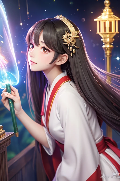 Full-body illustration facing forward,Looking at this,14 years old,Are standing,,high resolution,Pop atmosphere,three-headed body,CG illustration,((highest quality)), ((masterpiece)), (detailed), fine,Grey haired,Perfect Face,Illustration of toes,Long Hair,Big eyes,cute,Holding a wizard's wand,god秘的,Shrine maiden,女god,Beauty,cute,Beauty,The goddess,Anime Style,Anime CG,god様,gem,shine,luxury,god々Aura,crystal,Gal,Heavy makeup,Eyelashes,Feather coat,Decoration,Facing forward,kimono,Sparkling,gem,左手にcrystalを持つ,heart,luxury,gold,luxuryなDecoration,luxuryな背景,noble,おRich man,Love luck,和風の女god,altar,Aurora,Rainbow-colored,真Facing forward,luxury絢爛,shine,dazzling,Aurora,Rich man,wealthy class,goldの髪,earrings,gemが沢山付いた服,Hanfu ,god社,prayer,Have a crown, Anime Style 4k, detailedなDigital anime art, 8Kの高品質でdetailedなアート, Beautiful anime portraits, Anime fantasy artwork, Anime fantasy illustration, anime art wallpaper 4k, anime art wallpaper 4k, Digital anime art, Highly detailed digital art in 4K, Anime Style. 8k,目線はFacing forward,Gold Folding Screen,,,,