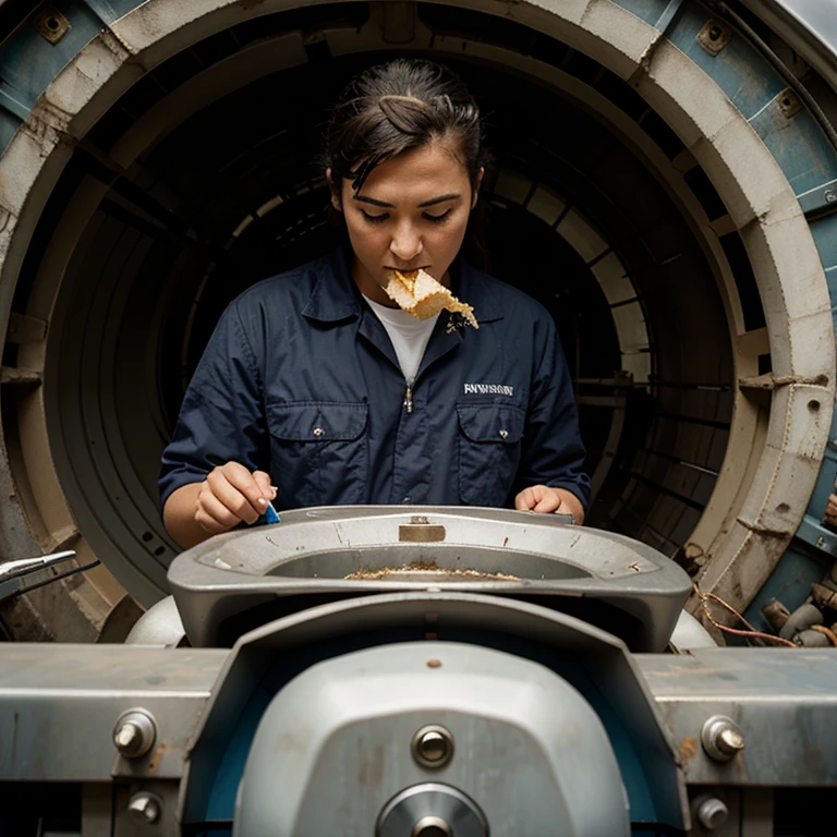 Marine engineer eating generator