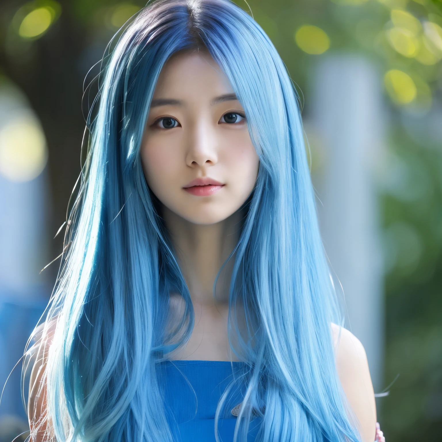 The has long hair、Quiet、I like light blue