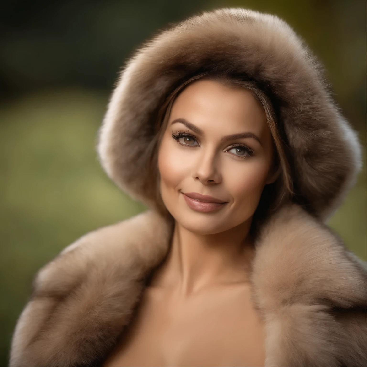35 ans,(Une MILF:1.2), visage rond, Un regard captivant, Yeux verts, cheveux blonds,A very wide and very thick, very short sand mink fur coat, fifty centimeters d'thickness, duveteux, naturel, with an ultra thick white and sand mink fur collar, Trois couches, souriante, full nude front view, bare shoulders, and two big breasts revealed by the fur, Jeune Ornella Muti, Detailed wrinkles (8k, High resolution, Ultra-quality, A quality of'image ultra élevée, Ultrarealistic, best quality:1.2) (gros seins en bonnet D:1.1), eyes visible through the hair, with silver gray hair, cut hair, Bonne position des yeux, Cinematic light, Soft light, lombes, la nuit, detailed color background, Convoluted, Very detailed, 8k, Overall Silhouette, posant professionnellement sur un canapé penthouse, En regardant directement la caméraUne photo d'une femme souriante Nikon D850, Objectif 85 mm