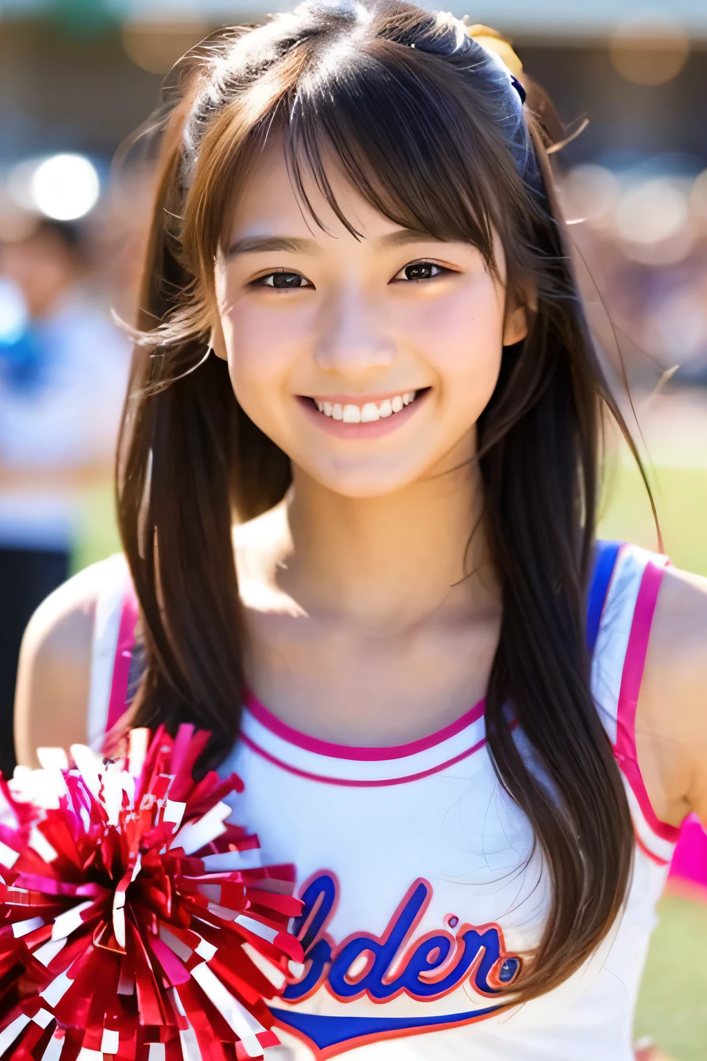 18-year-old、Cheerleader、smile、Nice、beautiful、Sparkling、bounce、Charm、Nice uniform、