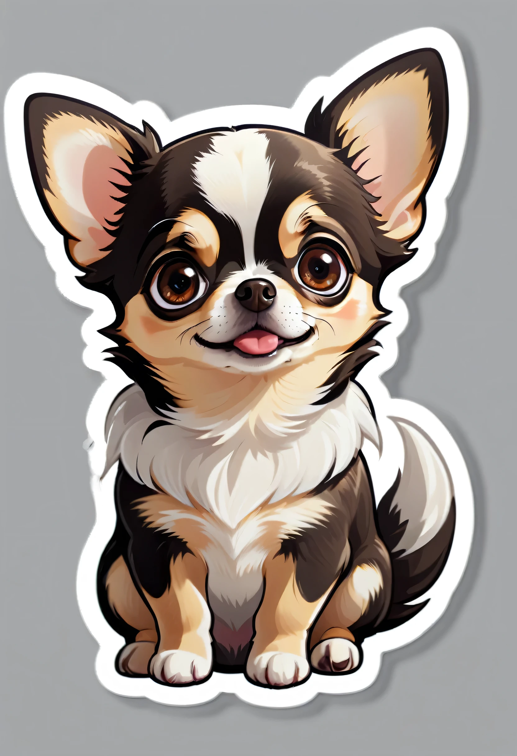1 sticker, puppy, Chihuahua, Round eyes, Cute eyes, Cute gestures, Cute expression, Simple Background