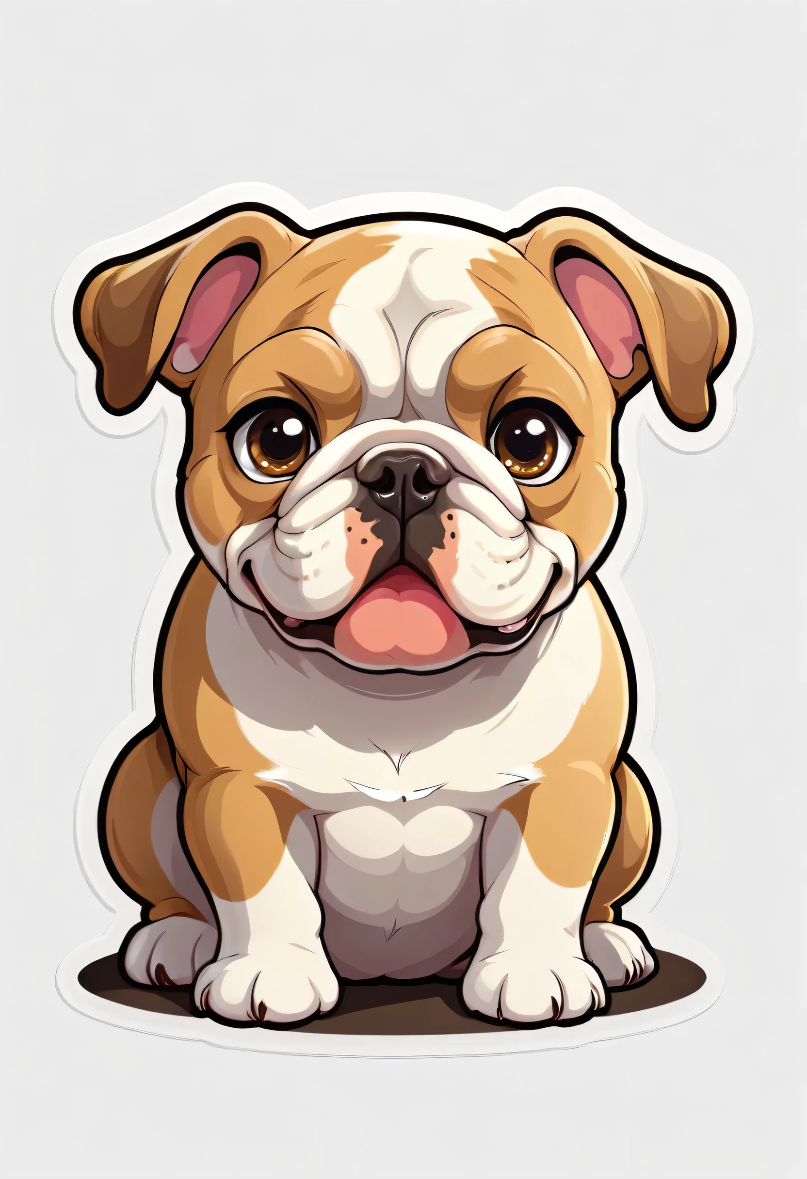 1 sticker, puppy, bulldog, Round eyes, Cute eyes, Cute gestures, Cute expression, Simple Background