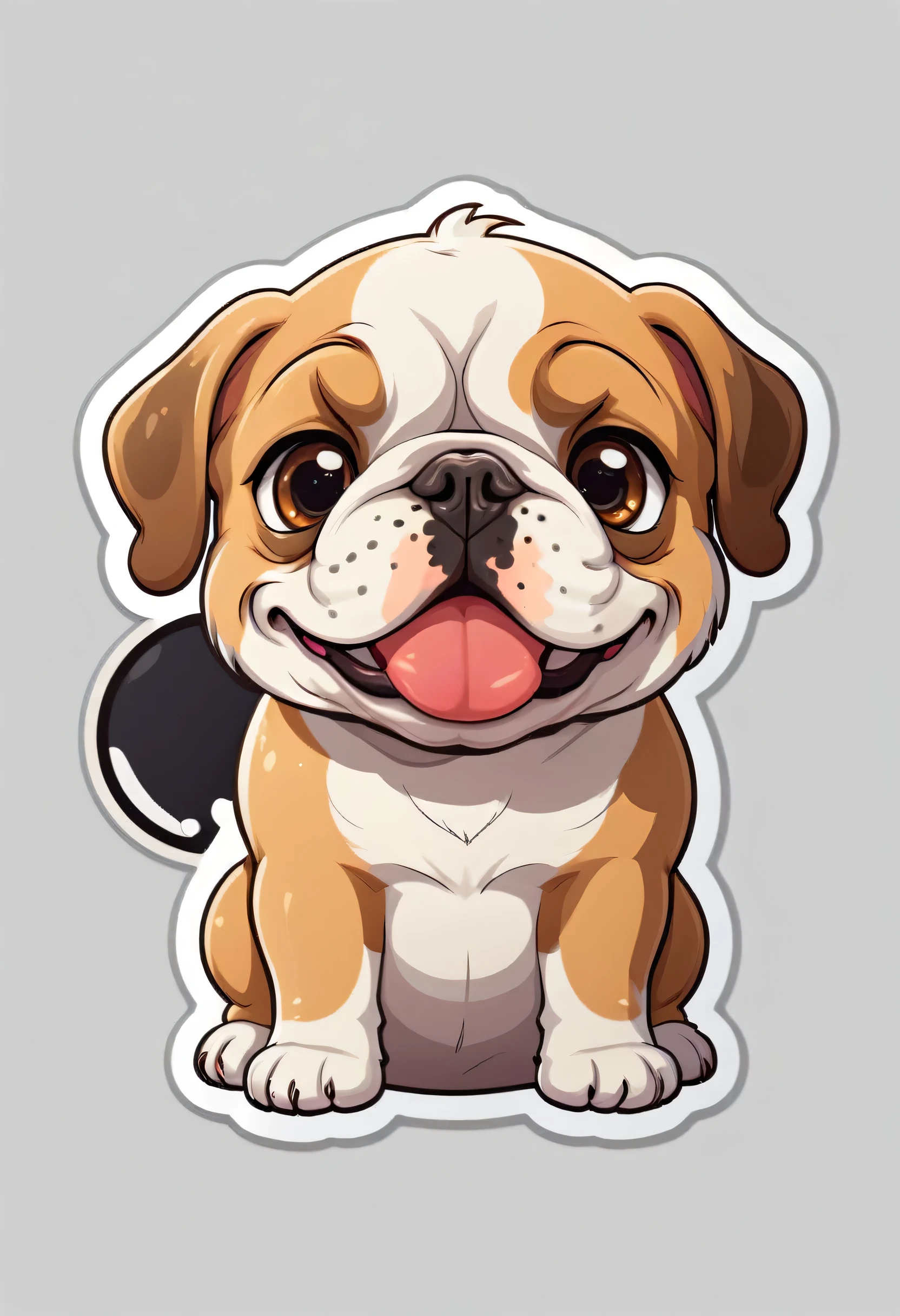 1 sticker, puppy, bulldog, Round eyes, Cute eyes, Cute gestures, Cute expression, Simple Background