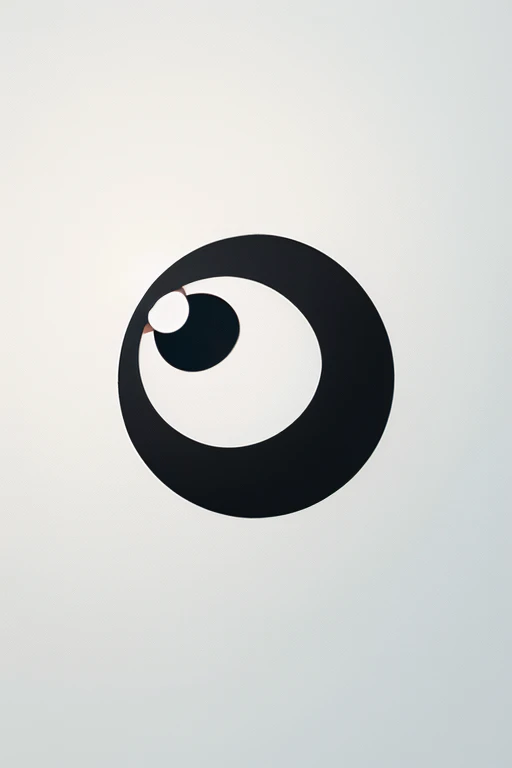 minimal logo representing a cartoon style eye, rendering in 2D the roundness