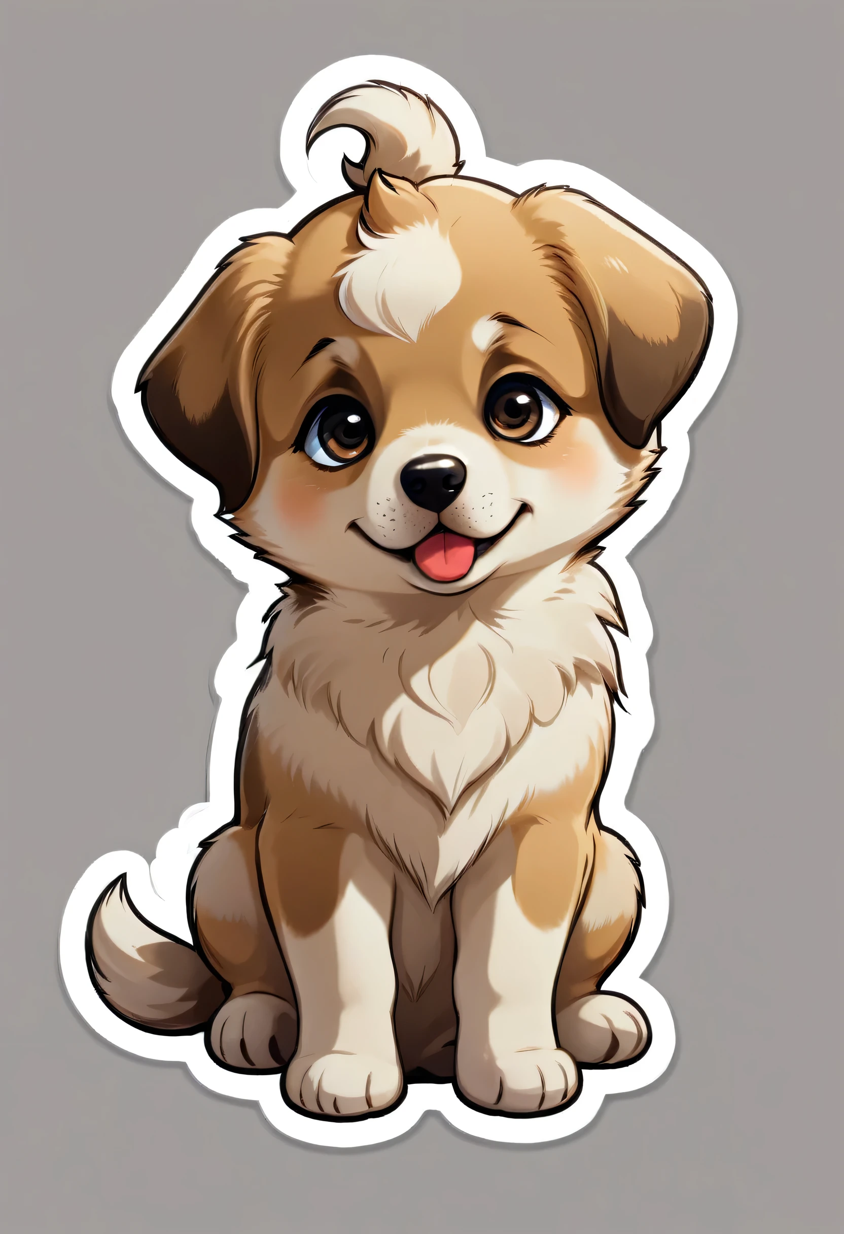 1 sticker, puppy, shepherd, Round eyes, Cute eyes, Cute gestures, Cute expression, Simple Background