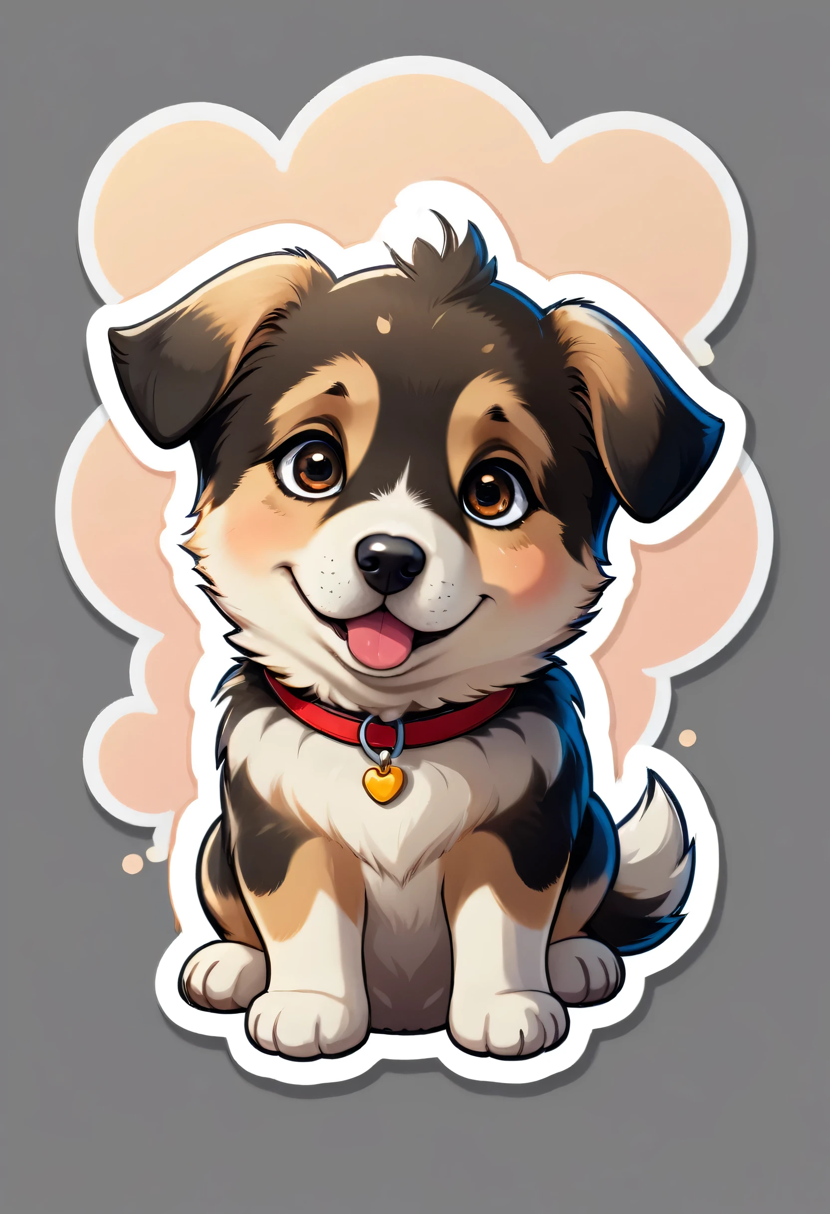 1 sticker, puppy, shepherd, Round eyes, Cute eyes, Cute gestures, Cute expression, Simple Background