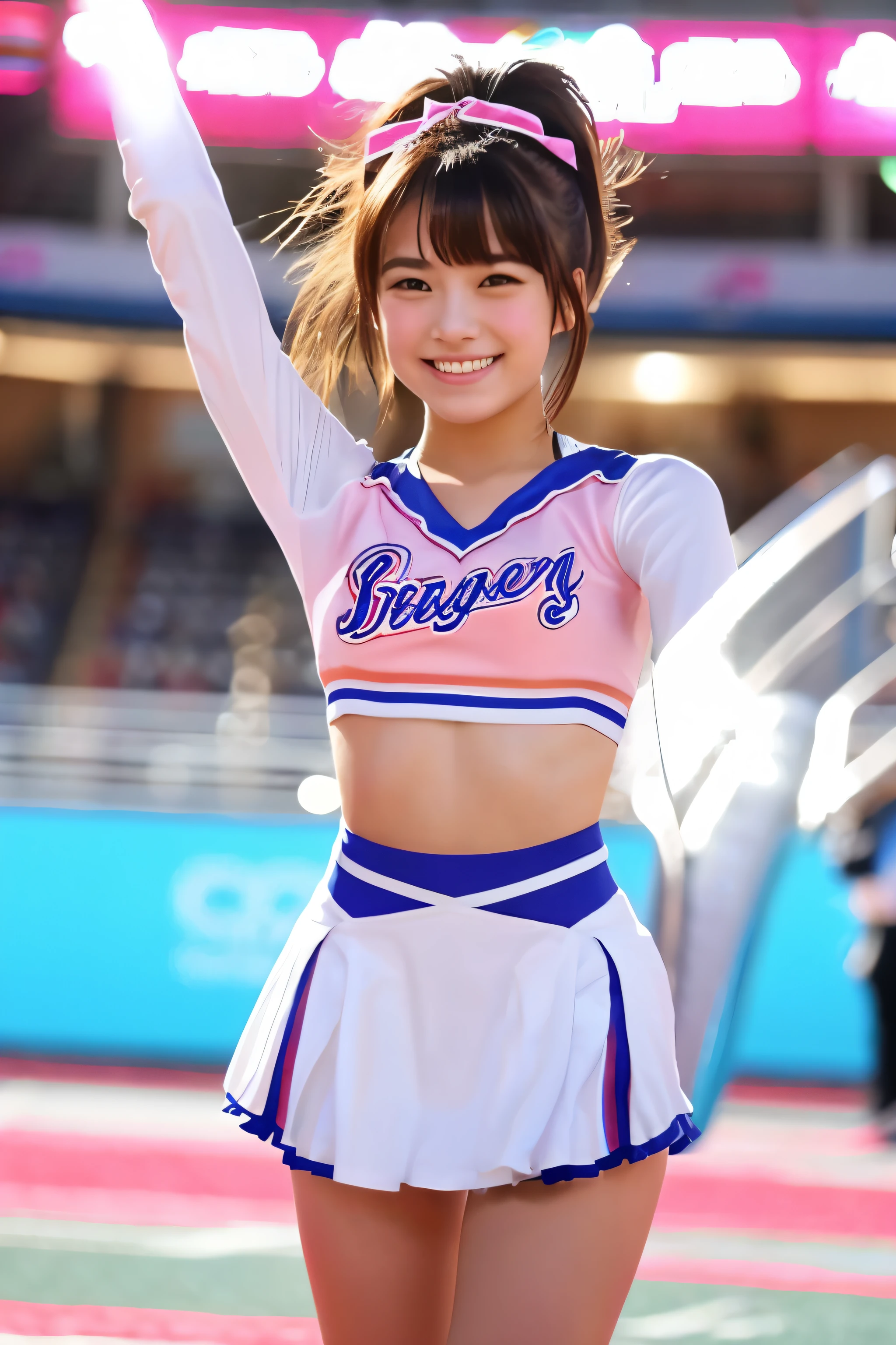 18-year-old、Cheerleader、smile、Nice、beautiful、Sparkling、bounce、Charm、Nice uniform、