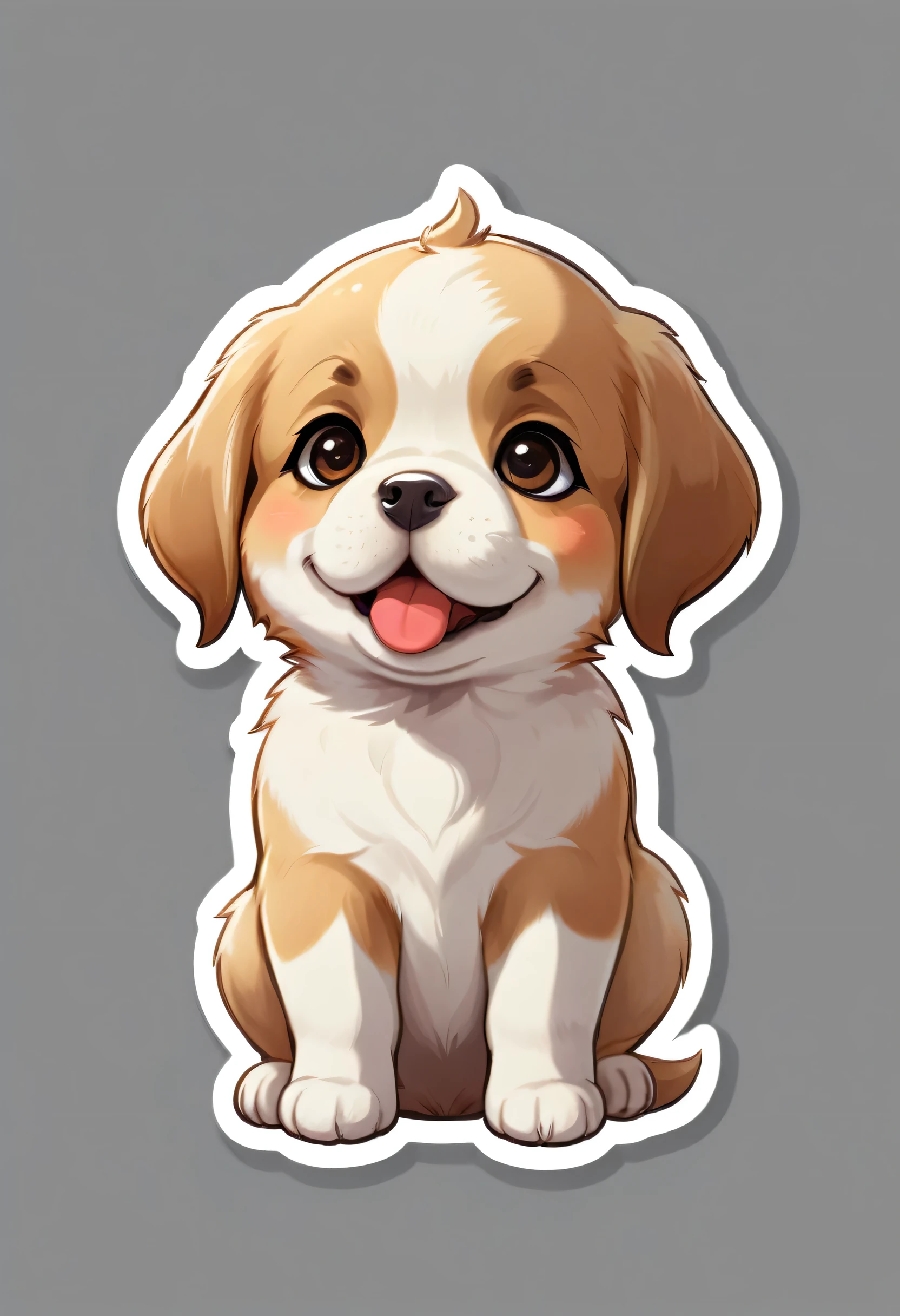 1 sticker, puppy, chin, Round eyes, Cute eyes, Cute gestures, Cute expression, Simple Background