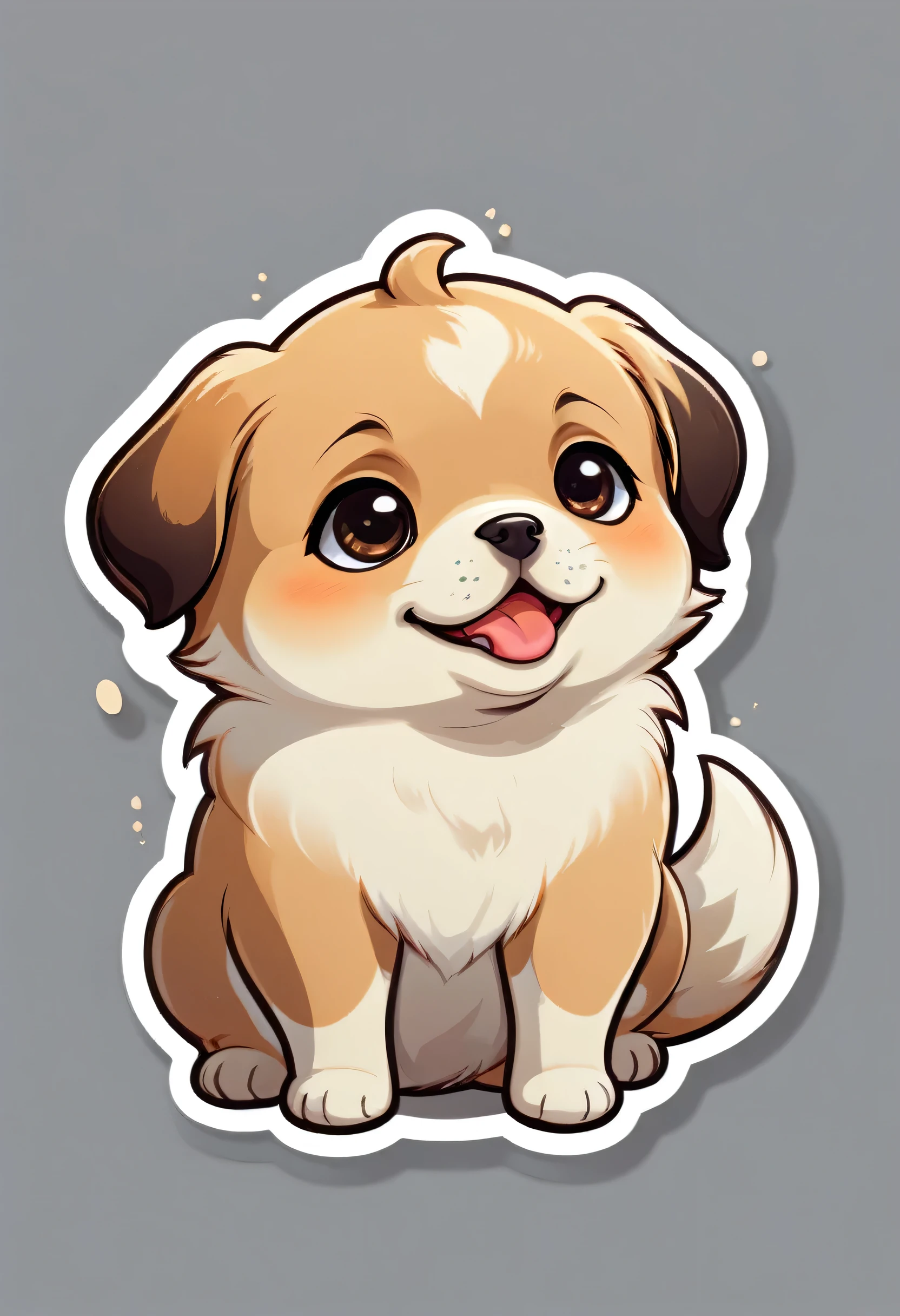 1 sticker, puppy, chin, Round eyes, Cute eyes, Cute gestures, Cute expression, Simple Background