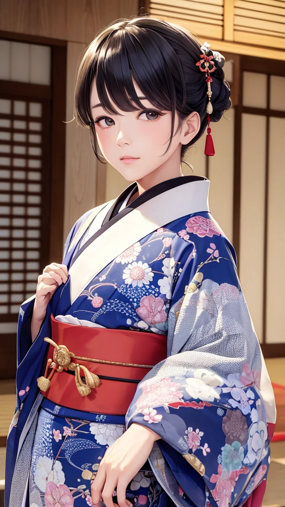 Man wearing a Taisho period kimono、I have bags under my eyes