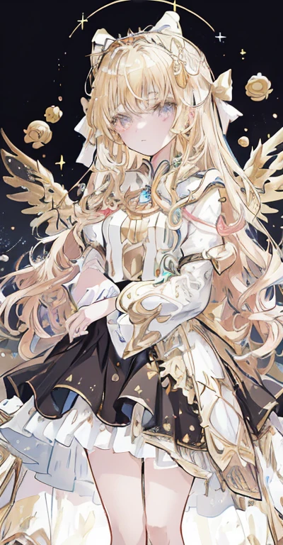 Close up portrait of woman in dress with long hair, Anime Goddess, Golden Armor of an Angel, Cute anime waifu in a nice dress, Beautiful Celestial Magician, Splash art anime , Magical Girl Portrait, Cute girl anime visuals, ((Beautiful Fantasy Empress)), blonde anime girl with long hair, Shadowverse Style, Beautiful fantasy anime,((Perfect Anatomy)), , (Highly detailed fingers), The best move, Perfect Face, Beautiful Face, Beautiful Eyes, Perfect Eyes, (Perfect Fingers), Correct Anatomy
