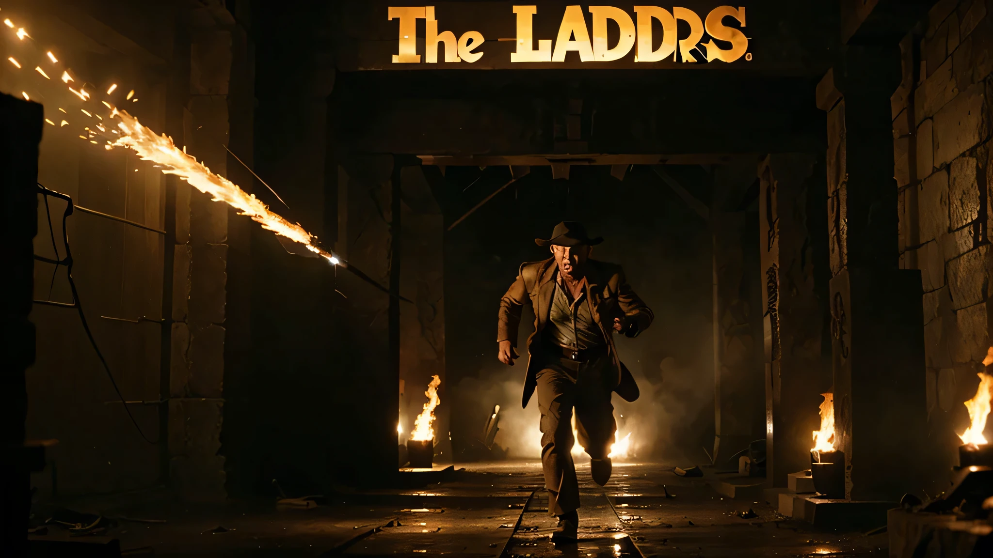 Dr Indiana Jones running away from Nazis in "Raiders of the Lost Ark"