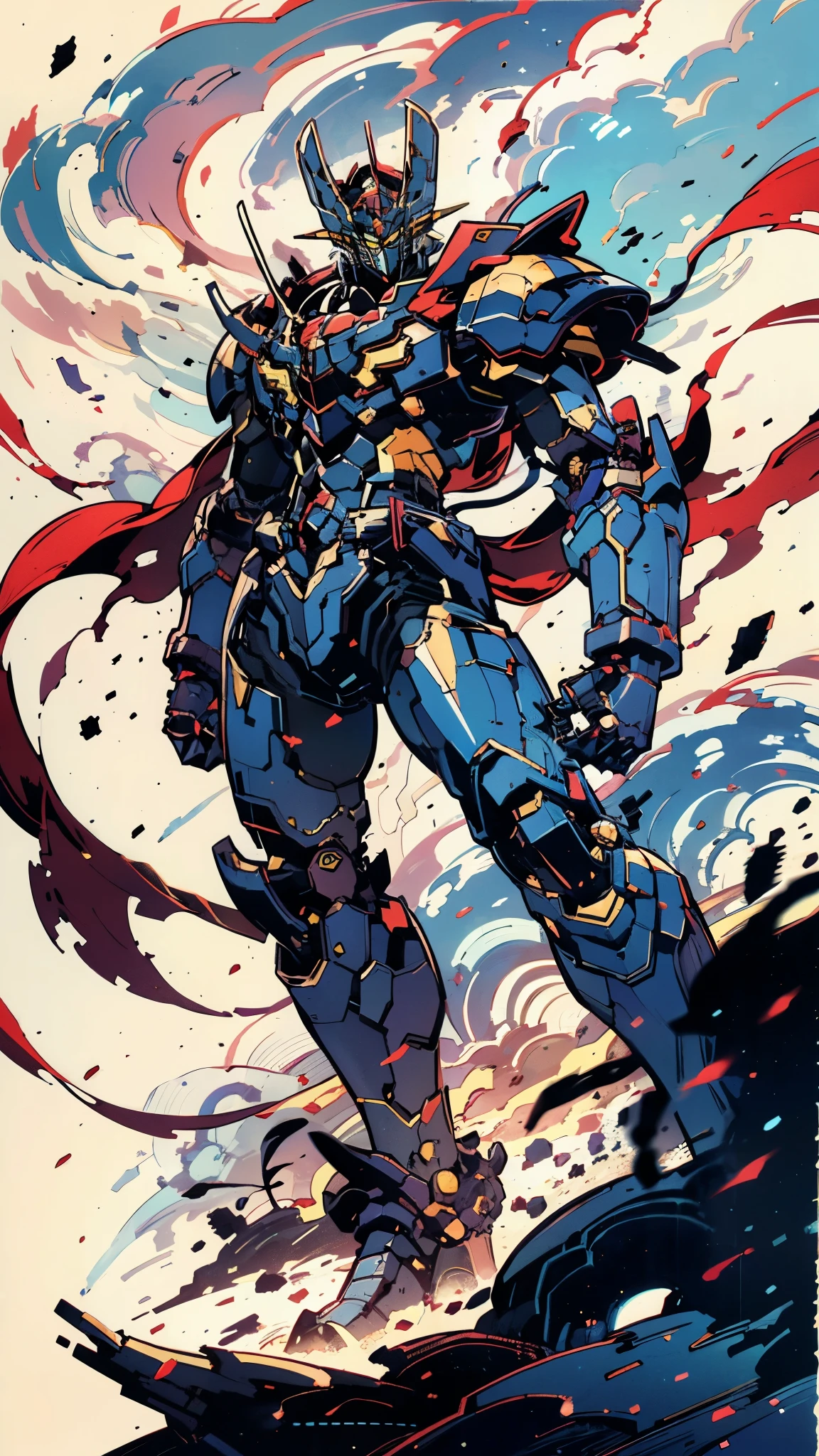 A man wearing a full-face helmet, a fantasy-style biotech armored combat suit, green eyes, (a composite layered chest armor), fully enclosed shoulder guards, matching arm and leg guards, the belt is adorned with Z mark, (the color scheme is primarily white with red and blue accents), the design balances heavy with agility, a high-tech bio-mecha armor, (Armor Concept Inspired by Mazinger Z, stand on the top of a skyscraper in a futuristic sci-fi city), this character embodies a finely crafted fantasy-surreal style armored hero in anime style, exquisite and mature manga art style, (battle damage, element, plasma, energy, the armor glows), ((male:1.5)), metallic, real texture material, dramatic, high definition, best quality, highres, ultra-detailed, ultra-fine painting, extremely delicate, professional, perfect body proportions, golden ratio, anatomically correct, symmetrical face, extremely detailed eyes and face, high quality eyes, creativity, RAW photo, UHD, 32k, Natural light, cinematic lighting, masterpiece-anatomy-perfect, masterpiece:1.5