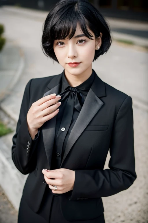 Late 20s woman suit short hair Black Hair funeral director