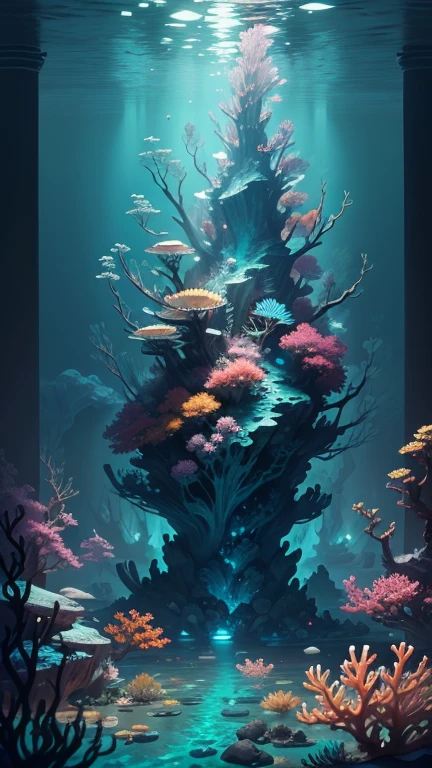 Model shooting style, (Highly detailed CG Unity 8k wallpaper),((Bubbling underwater landscape))，Underwater shrine with large transparent ice torii gate,Futuristic underwater transparent ice，Beautiful Undersea Japan，Colorful tropical fish, Beautiful coral reef in the background，Vast and breathtaking views.Immerse yourself in the beautiful deep sea，art germ, Broken glass, ((Bubbling underwater landscape))，Deep sea concept art, Inspired by Andreas Rocha, Andreas Rocha Style, Detailed fantasy digital art, Highly detailed digital art in 4K, Fantasy Art Behance, Surreal deep sea landscape, ❄️ Dream concept art, Andreas Rocha, highly detailed fantasy art, Detailed digital 2D fantasy art