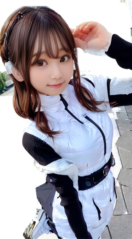 highest quality、超A high resolution、(Photorealistic:1.4)、Beauty、Korean Idol、21 years old、Highly detailed eyes and face、Beautiful and fine details、Eyeliner、High nose、Small Face、Natural light、Depth of written boundary、Blurred Background、High resolution、8k wallpaper details、Highly detailed 8K wallpapers、Hair length、Light brown hair、Neat wavy hairstyle、Small breasts、Realistic eyes, thin narrow eyes、Beautiful Eyes、Laughter、(astrovest):10,(black sleeves):5,(headphone ):2,(Crop top、Tank top、Wear a see-through shirt、mini skirt):0.2、On the street、thin、A thin、Slender body line、Side shot
