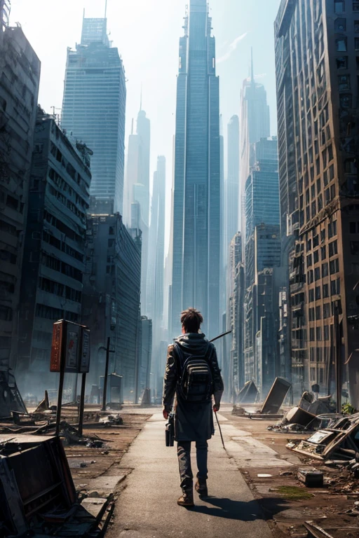 highest quality、A ruined futuristic city、dim、Surrealism