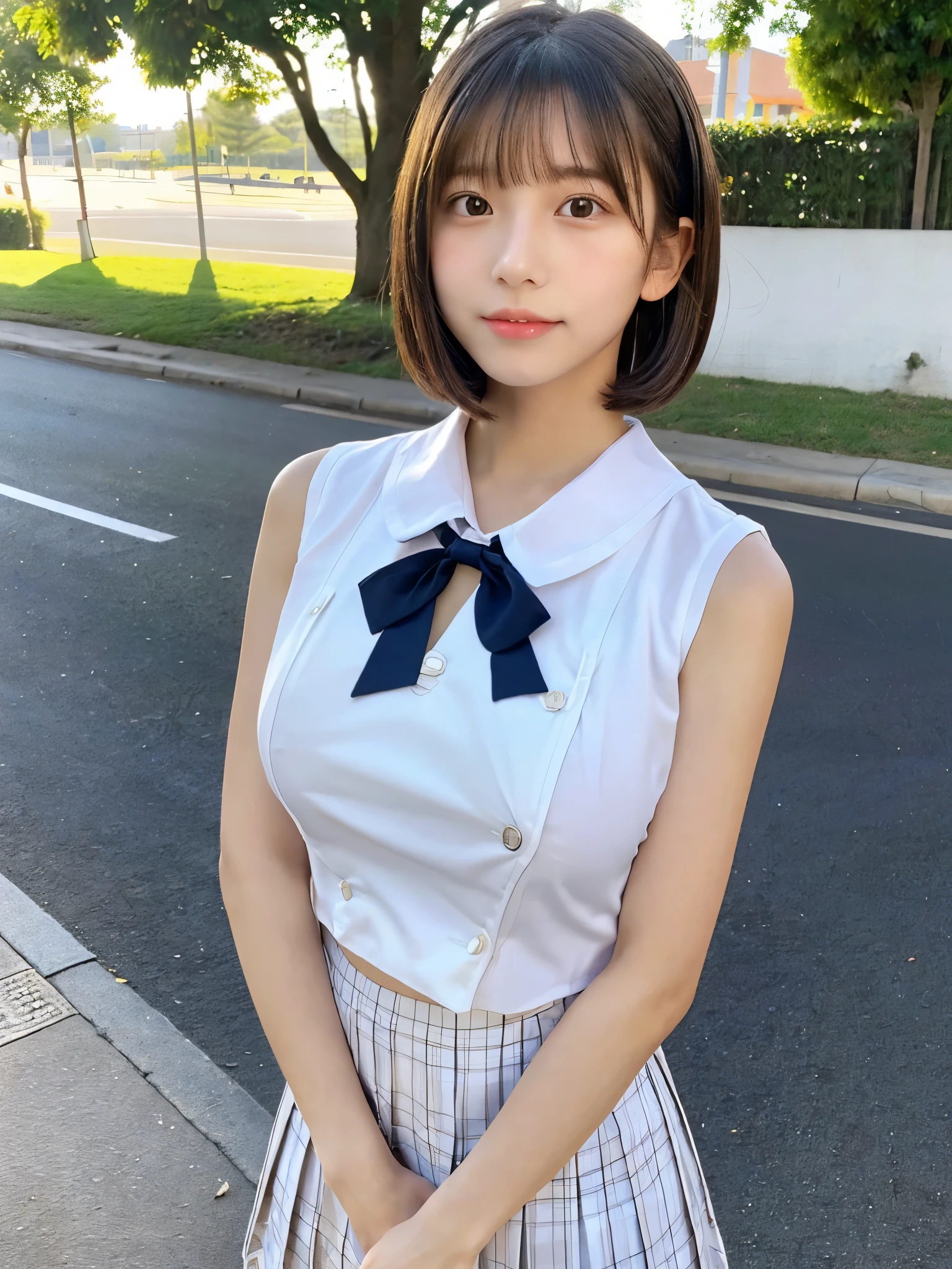 (Sexy camisole uniform:1.3) ((Very sharp:1.3)). Many schoolgirls Cute school girl White cotton shirt 性的なBig Breasts (Very detailed:1.2) (super high quality:1.2) (super high quality:1.2)High quality with attention to detail photograph 3 Japanese girls (Each girl has a different hairstyle randomly、A different face:1.3) Fair skin 16 years old lips:1.3)) Beautiful and soft skin ((Beautifully styled straight short hair)) Beautiful and perfect body very cute Beautiful young man with clear skin々New Skins 16 years old (High schoong a sleeveless shirt) Big Breasts whole body Seaside Road morning Beautiful light Front view (Big Breasts:1.3) (Cleavage) (Amazingly cute girl:1.3) (whole bodyポートレート)