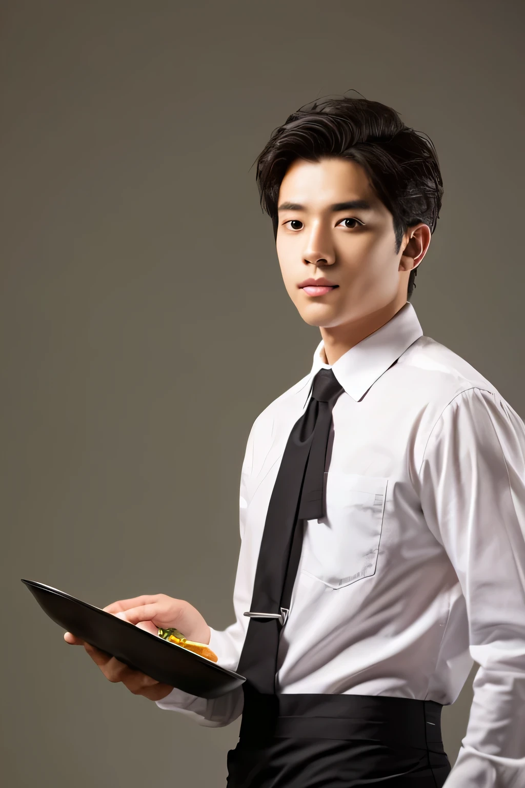 Waiter　male　Simple Background　Composition above the waist