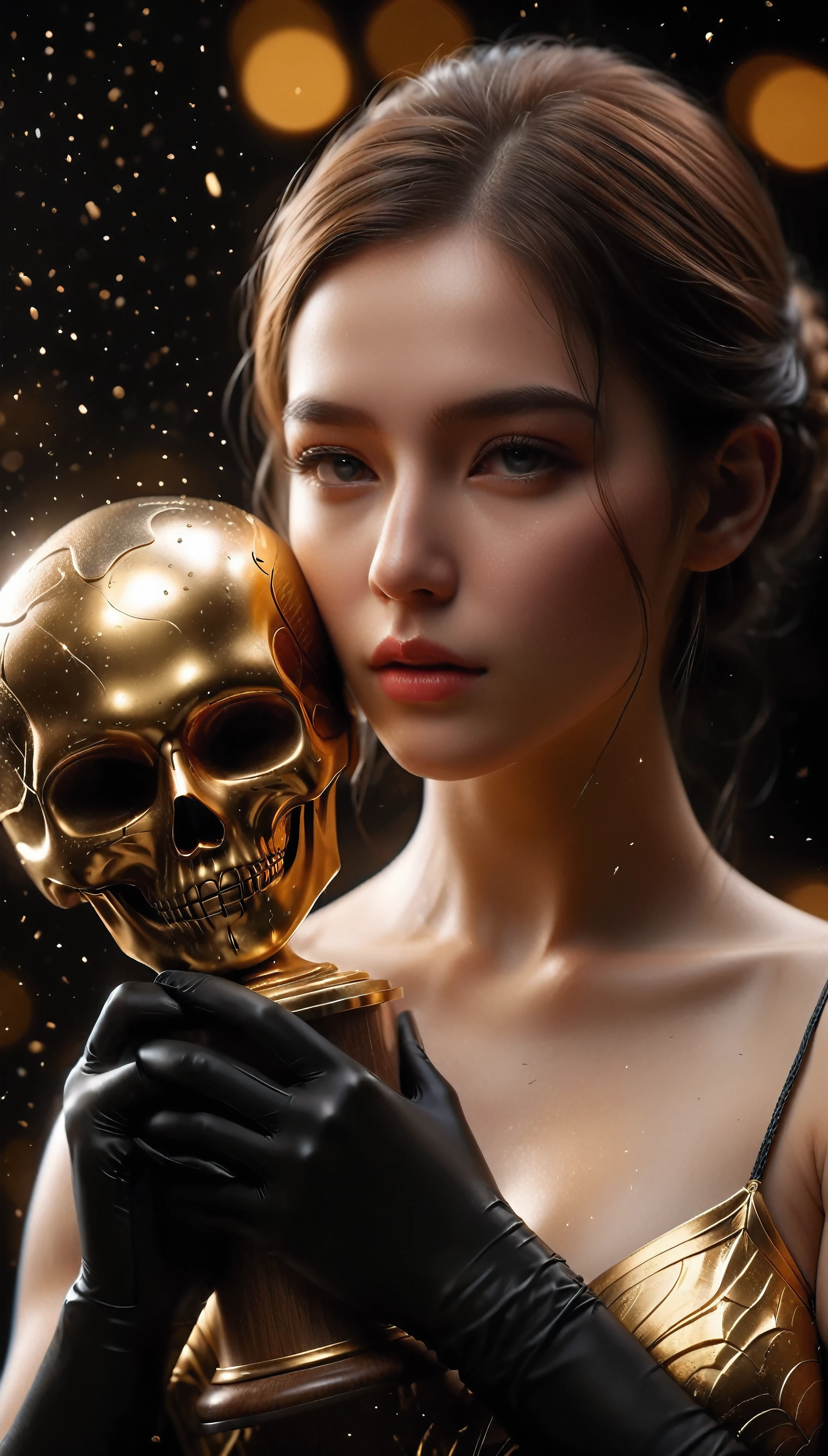 ((Masterpiece in maximum 16K resolution):1.6),((soft_color_photograpy:)1.5), ((Ultra-Detailed):1.4),((Movie-like still images and dynamic angles):1.3). | (cinematic photo of beautiful female with large gold trophy), (large gold trophy), (beautiful female with fancy hand gloves), (focus on the gold trophy), (cinematic lens), (exotic trophy), (luminous object), (majestic atmosphere), (shimmer), (aesthetic background), (visual experience),(Realism), (Realistic),award-winning graphics, dark shot, film grain, extremely detailed, Digital Art, rtx, Unreal Engine, scene concept anti glare effect, All captured with sharp focus. | Rendered in ultra-high definition with UHD and retina quality, this masterpiece ensures anatomical correctness and textured skin with super detail. With a focus on high quality and accuracy, this award-winning portrayal captures every nuance in stunning 16k resolution, immersing viewers in its lifelike depiction. | ((perfect_composition, perfect_design, perfect_layout, perfect_detail, ultra_detailed)), ((enhance_all, fix_everything)), More Detail, Enhance.