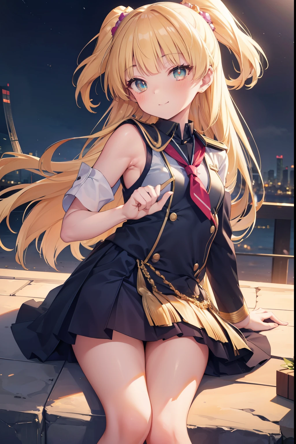 Rika Jogasaki、blush,smile,、In uniform、Wearing a cute uniform、、The back is very small、Lolita、Small breasts、Showing armpits、exterior: 14 years old、Shoulder Bicle is visible、Sexy thighs、Beautiful feet、Usual hairstyle、Show me your armpits:1.2), highest quality, High resolution, unity 8k wallpaper, (shape:0.8), (Beautiful and beautiful eyes:1.6), Highly detailed face, Perfect lighting, Extremely detailed CG, (Perfect hands, Perfect Anatomy),