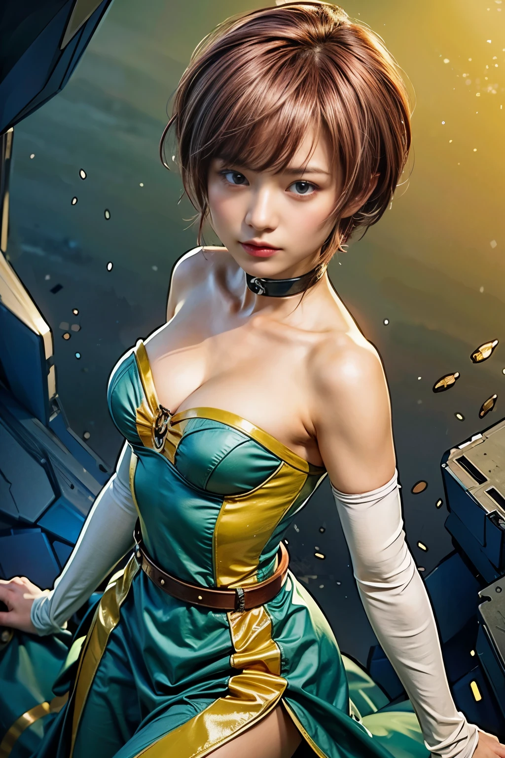 (masterpiece, best quality:1.2), (8k uhd, 16k, 32k, ultra high res), (photorealistic:1.37), (RAW photo), ultimate-realistic, ultimate-realistic details, ultimate-realistic texture, ultimate-intricate details, ultimate-realistic lighting, ultimate-realistic shadow, japanese girl, (pink hair), (blue eyes), ultimate-cute face, ultimate-RAW skin, ultimate-realistic eyes, (mechanical:1.4), (armor), full body, wide shot, realistic background
