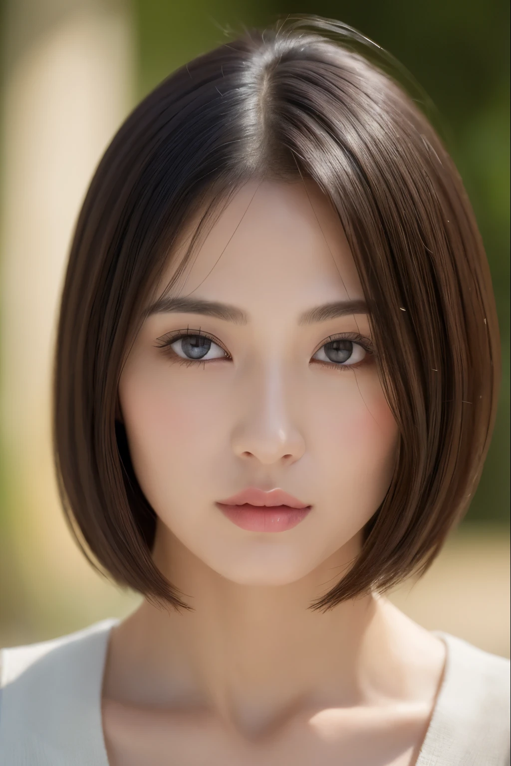 (masuter piece:1.3)、(8K、Photorealsitic、Raw photography、top-quality: 1.4)、(1girl in)、very beautiful face、very beautiful face、very beautiful face、(Very realistic face)、(A dark-haired、short-hair:1.3)、Very beautiful hairstyle、Very realistic eyes、Very beautiful details、（Very realistic skin）、Very beautiful skin、（Underwear）、absurderes、Very attractive、超A high resolution、A hyper-realistic、high-detail、the golden ratio、the golden ratio、the golden ratio、Beauty、Beauty、Beauty。