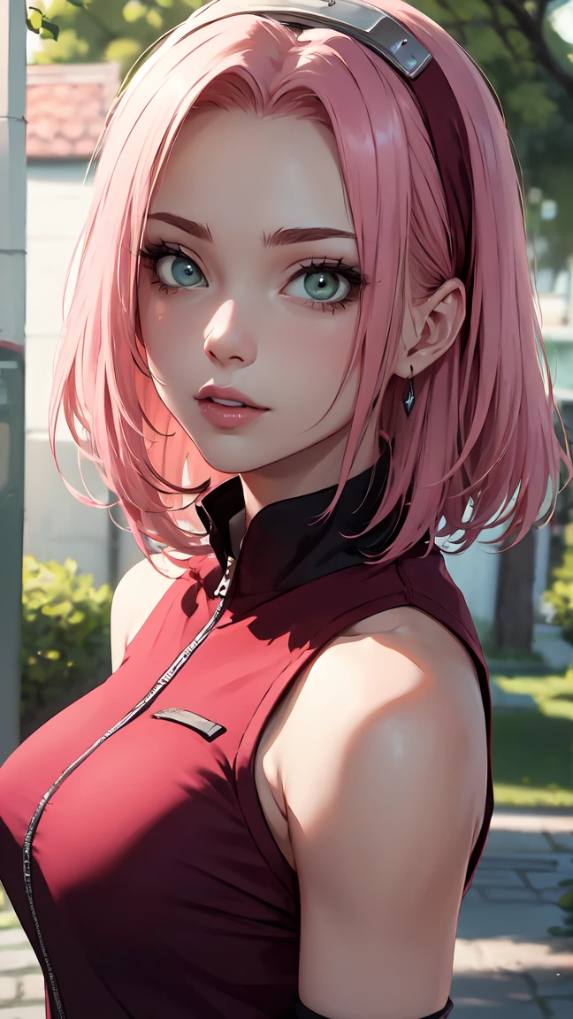 sexy outfit,(best quality)), ((Masterpiece)), (Detailed), Perfect Face((best quality)), ((Masterpiece)), (Detailed), Perfect Face(best quality)), ( (Masterpiece)), ( Detailed), Perfect Face (best quality), ((Masterpiece)), (Detailed), Perfect Face, stunningly realistic, photorealistic, photorealism, 1 sakura Haruno