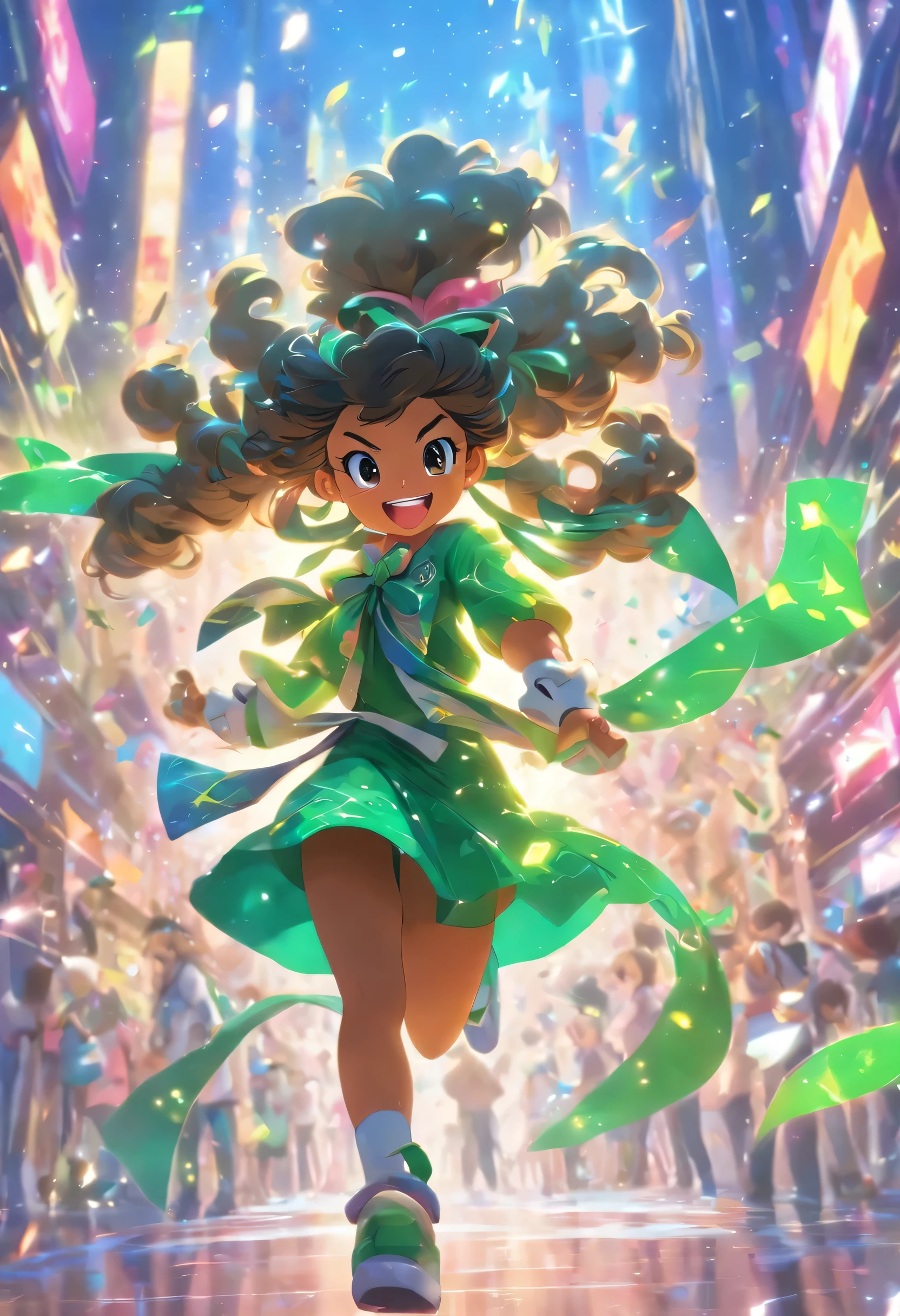 Mascot of a cartoon-style ager, with a playful bow adorned in her long, wavy hair, dons a vibrant green and blue dress that dances with every move she makes. A black bag slung over her shoulder holds her essentials as she confidently strides forward. By her side walks a young man, his smile beaming with pride as he recently graduated from a prestigious design school, eager to bring her design ideas to life.
This scene is called "Inspiration Unleashed: The Young Designer and Her Cartoon Mascot."
(Masterpiece, high definition, 4K, Best Quality)
The teenmascot's