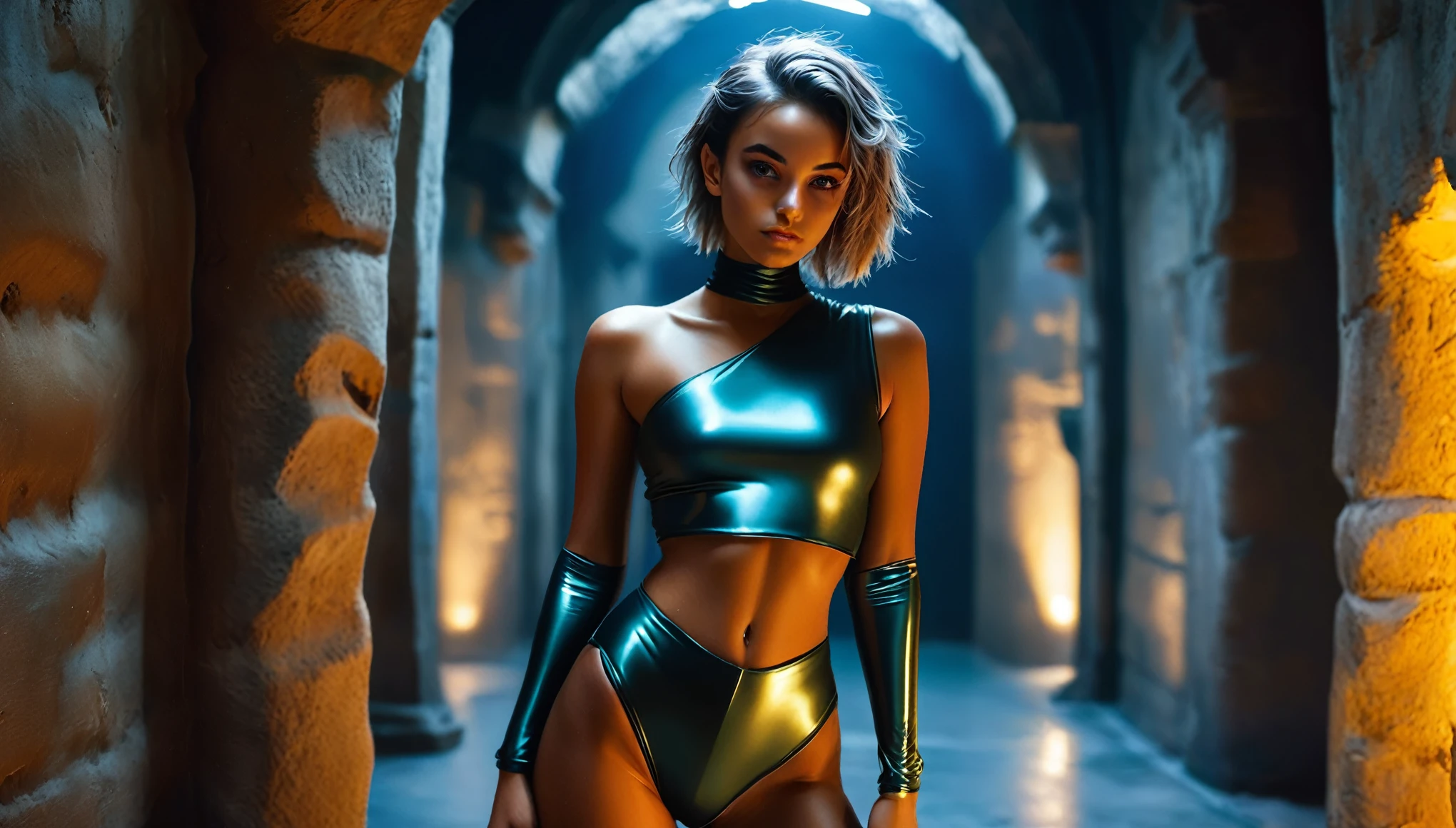(beautiful teenage Italian girl:1.6), (Detailed iridescent bodysuit with beautiful fractal or marble design:1.5)Incredible and spectacular scenes, ((High quality)), ((Detailed)), ((Fantasy)), blue plasma brain, green plasma body, Vulgarity, beautiful breast, (Open legs:1.4), obscenity, (Lewd smile:1.2), coarse, Obscene, mean, (raunchy:1.2), (Immoral:1.2), Lachish, (small breasts with beautiful raised pink areolas:1.5), (Cameltoe), (Expression of ecstasy:1.2), Photorealistic, Official art, Unity 8k wall paper, 8K Portrait, Best Quality, Very high resolution, (Incredibly beautiful nature background:1.6), (18 years old:1.5), (Sexy and glamorous:1.1), (A coquettish expression:1.6), (seductively smiling:1.6), (Full body), (erotic posing:1.5), Beautiful seductive face, Portrait, (Thick eyebrows:1.5), (Big purple eyes:1.2), Beautiful eyes with fine symmetry, (Ultra detailed eyes:1.4), (High resolution eyes:1.1), Intimate face, (ultra detailed skin texture:1.4), White skin, pale skin, Perfect Anatomy, Thin, (Beautiful toned body:1.1), Hair Bow, (Moist skin:1.1), full of sweat, No makeup, dark circles, Good anatomy, Focus Face, good-looking, (Emilia Clark:0.6) (Emma watson:0.3),(Jennifer Connelly:0.4), (sensual face:1.5), Elegant face, Nice, Dolce, Blurred bac((looks up)), ((looking down)), (Around her neck is a simple necklace of exquisite workmanship), (Bio luminescence with a brilliant glow:1.3), (Use flashy flame magic:1.2), (Swirling flames), The Great Temple of the Devil, The Devil's Grand Shrine, great temple, great cathedral, temple ruins, detached temple, (Luminous magic circle), Ruins of an ancient castle, Shining majestic cloud masses and sky, lightning bolt, epic realistic, faded, art, (Greg rutkowski:0.8), (teal and orange:0.4), (art station:1.5), cinematic, ((neutral colors)), (hdr:1.5), (muted colors:1.2), hyper detailed, dramatic light, (intricate details:1.1), complex background,